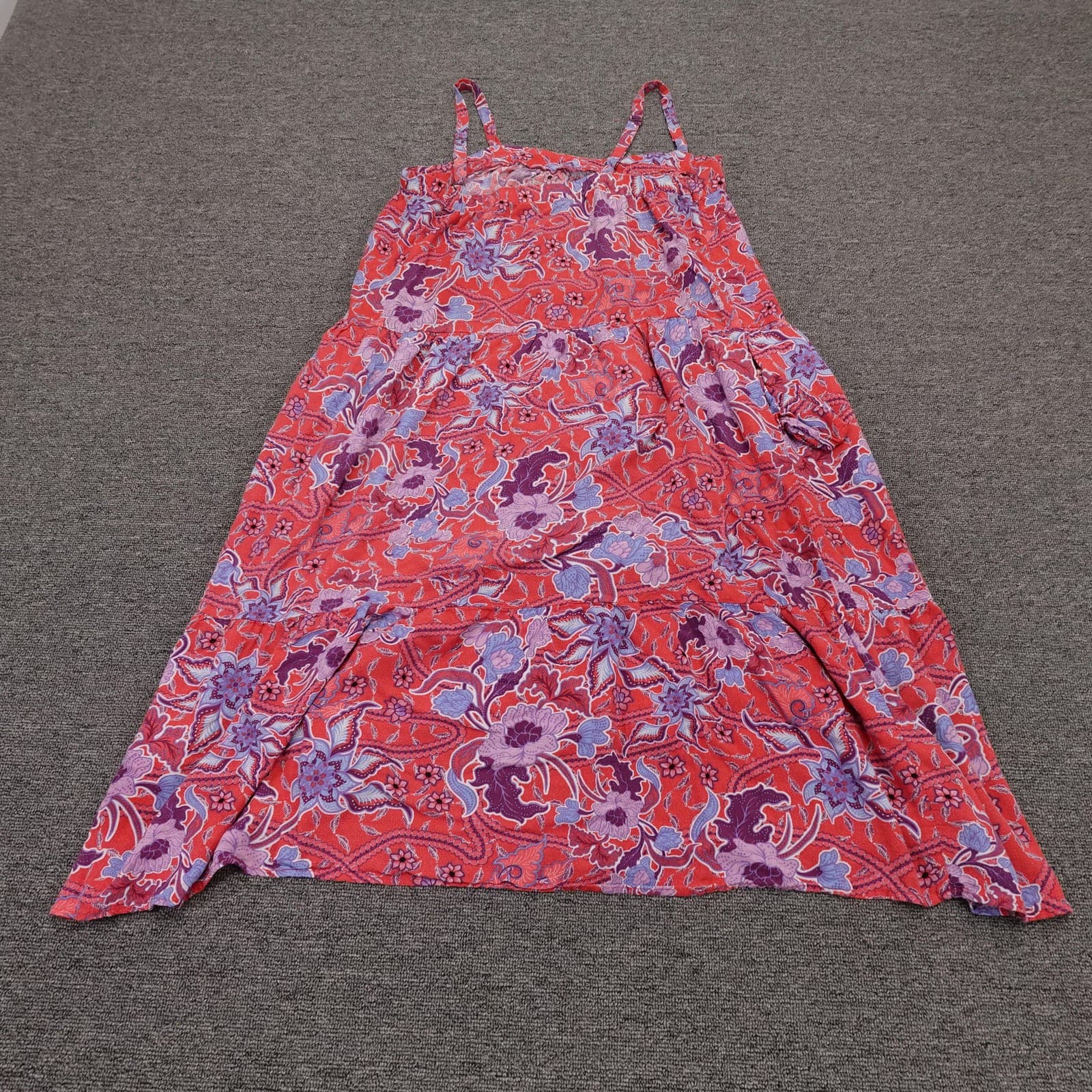 Knox Rose Dress Womens Medium Red Floral Sleeveless Scoop Neck Midi Sundress - Thumbnail 3