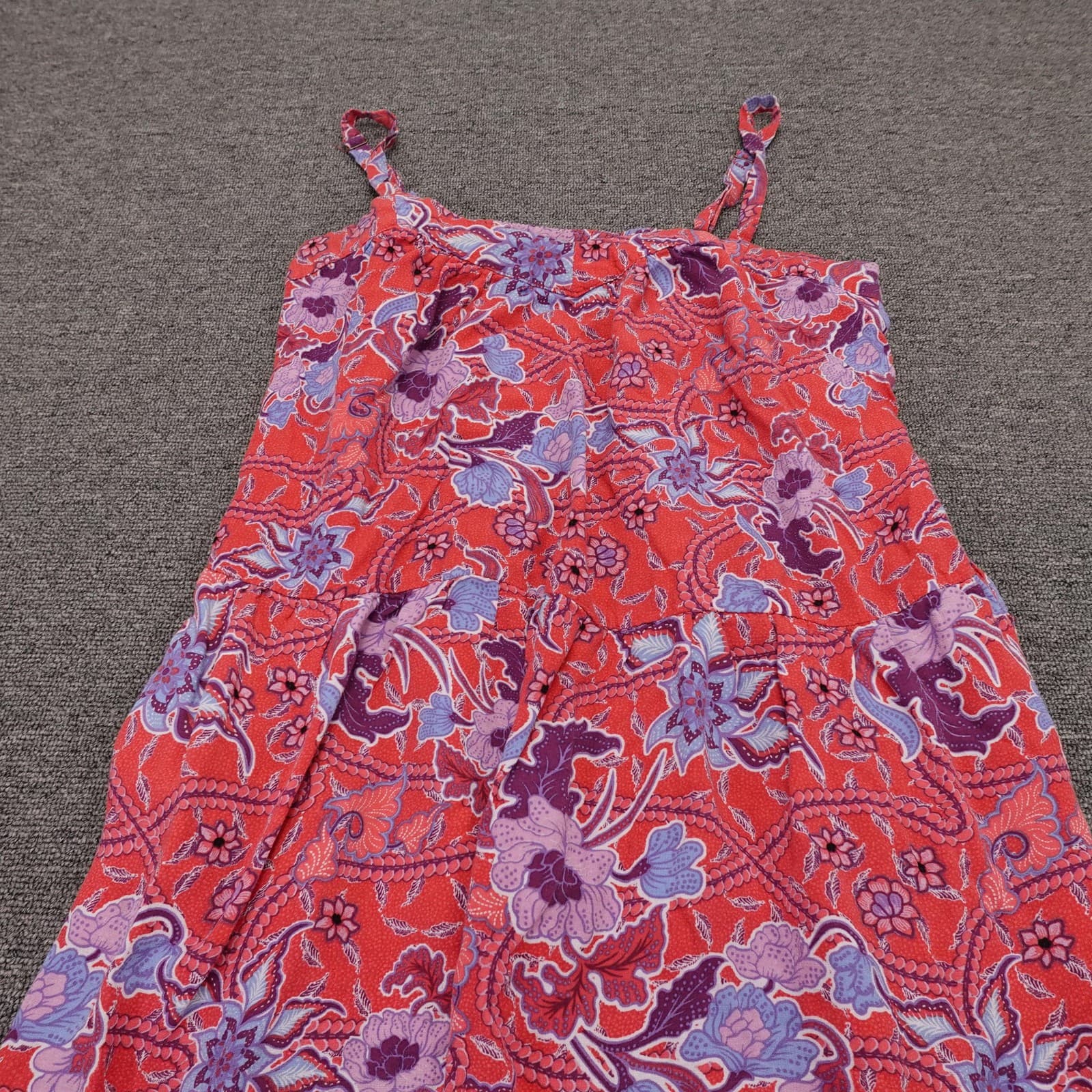 Knox Rose Dress Womens Medium Red Floral Sleeveless Scoop Neck Midi Sundress - Thumbnail 2