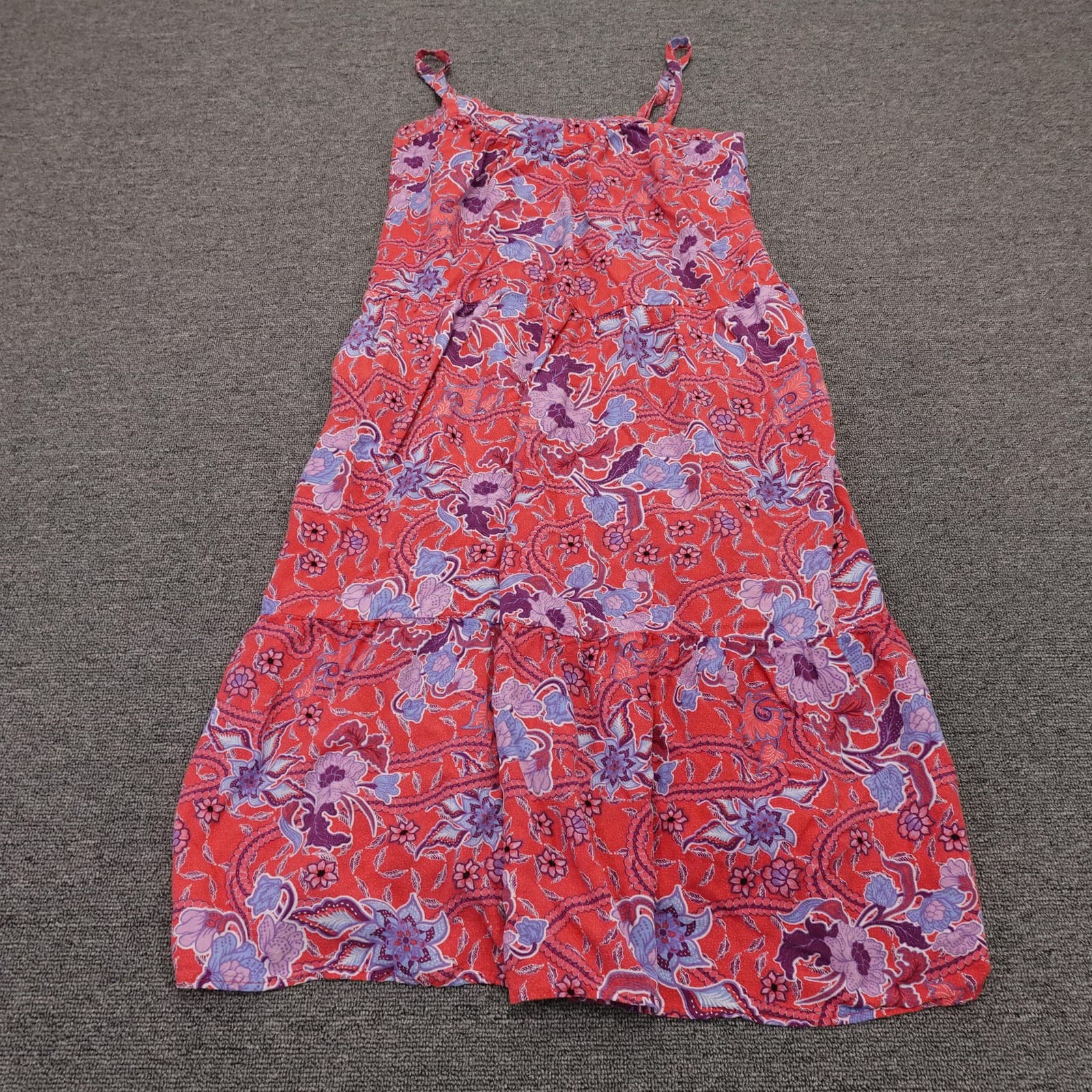 Knox Rose Dress Womens Medium Red Floral Sleeveless Scoop Neck Midi Sundress