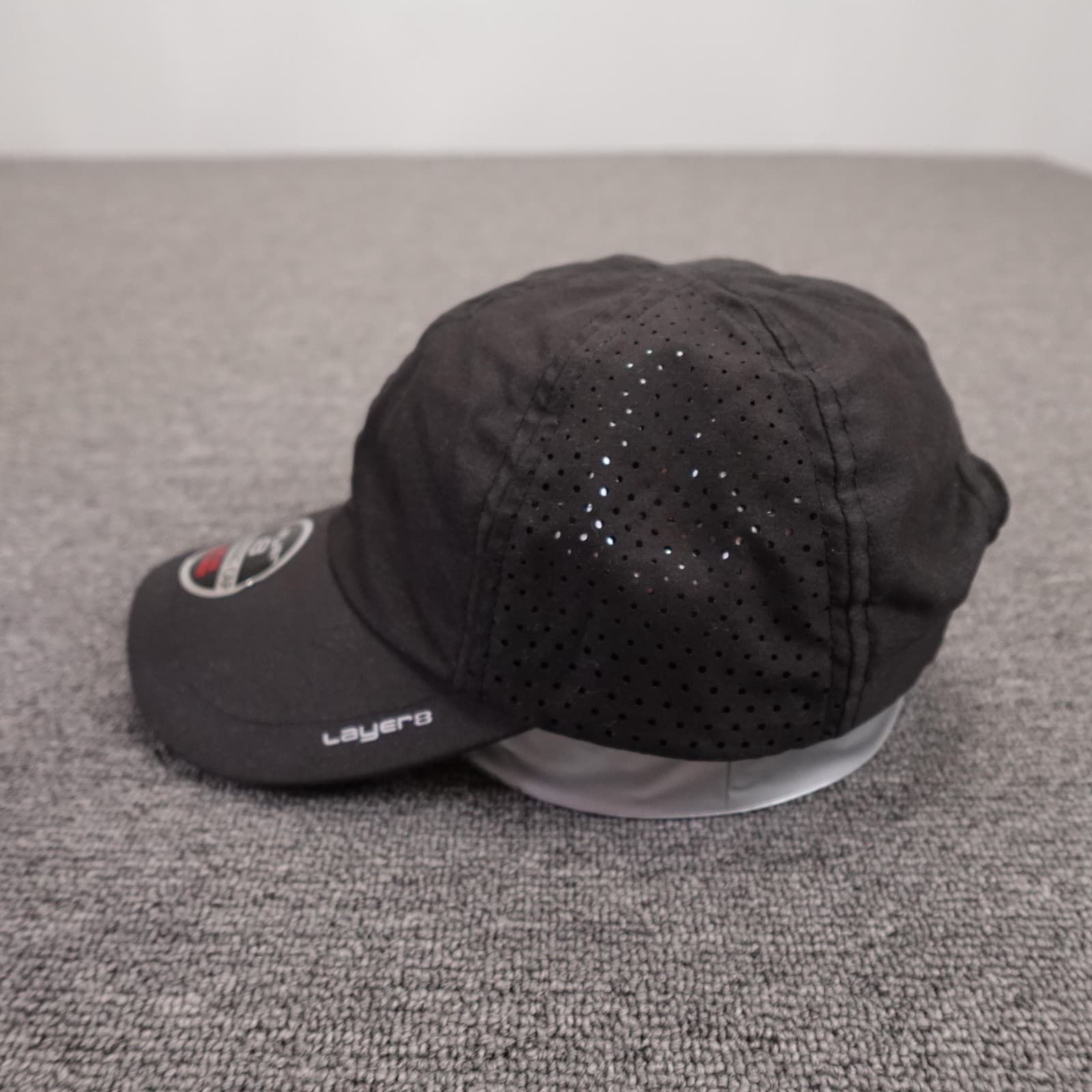 Layer 8 Hat Cap Strap Back Mens One Size Black Running Lightweight Polyester - Thumbnail 3
