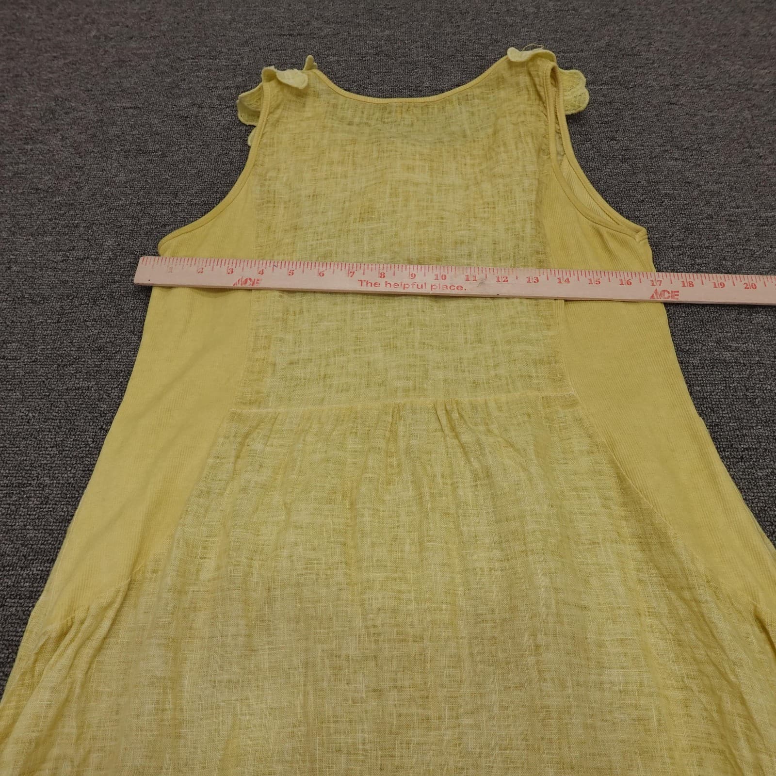 OTTANTOTTO Dress Womens Medium Yellow Floral Applique Lace Hem Sundress - Thumbnail 5
