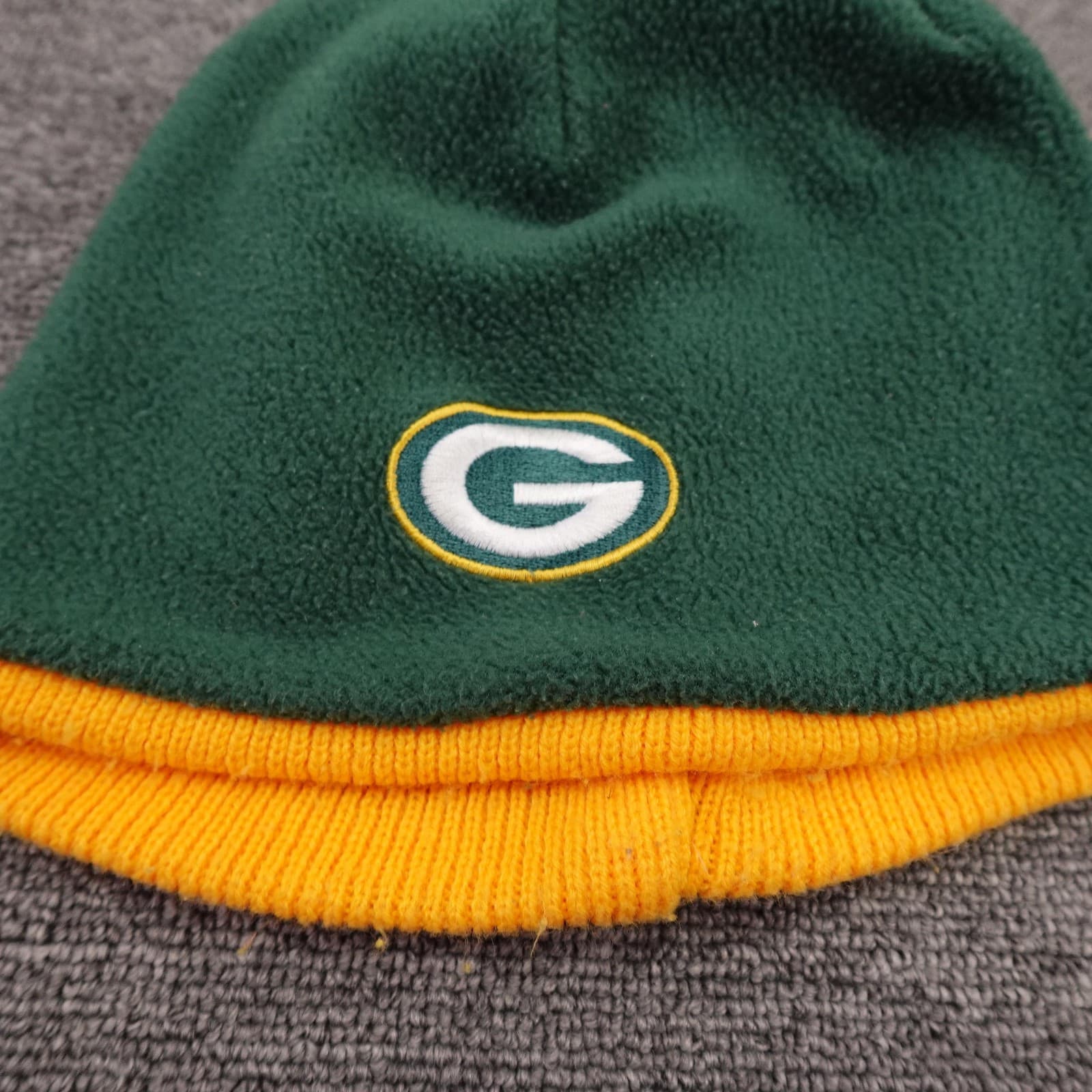 Green Bay Packers Hat Beanie Mens One Size Green NFL Football Fleece Knit - Thumbnail 2