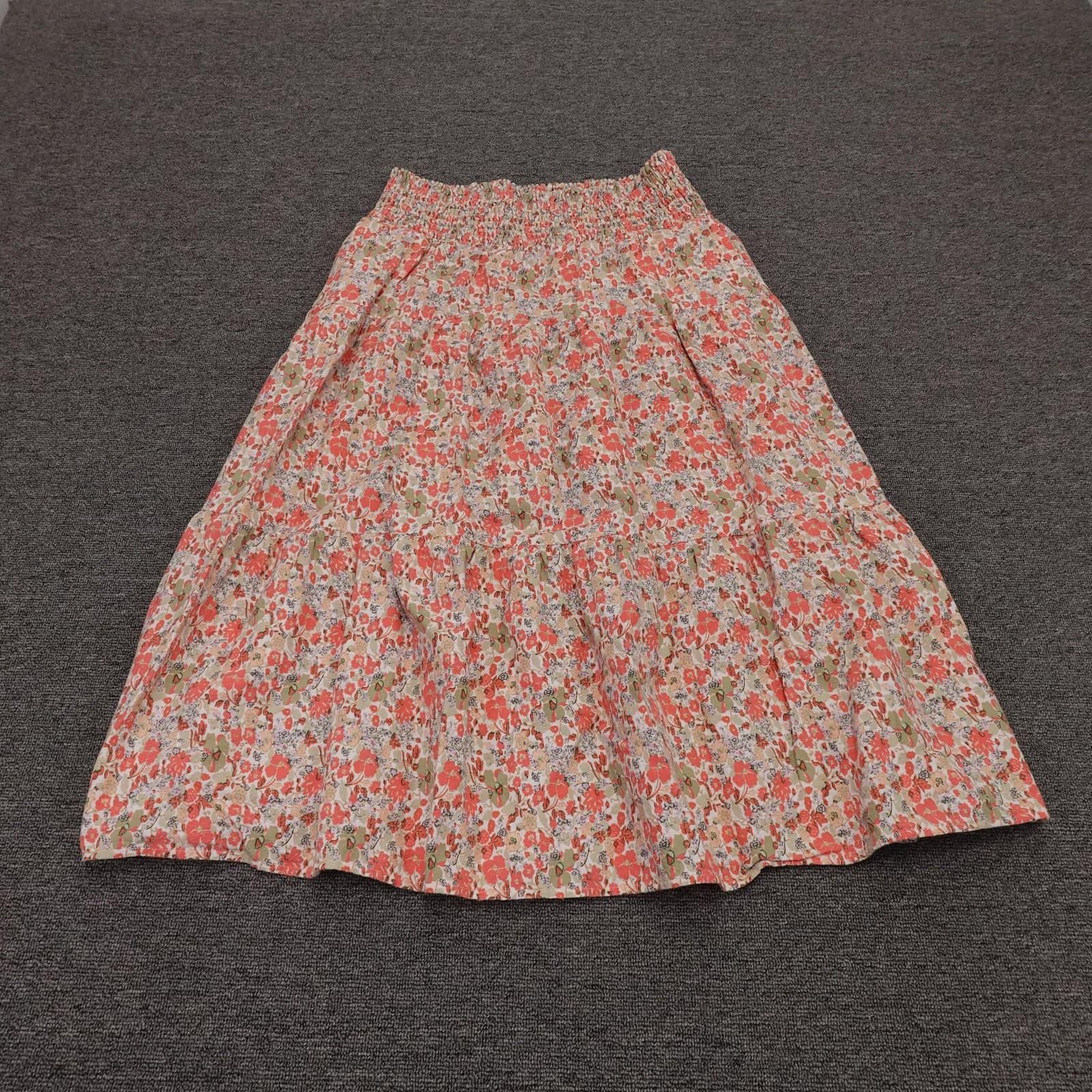 Universal Thread Skirt Womens L Multicolor Floral Peasant Midi Elastic Waist
