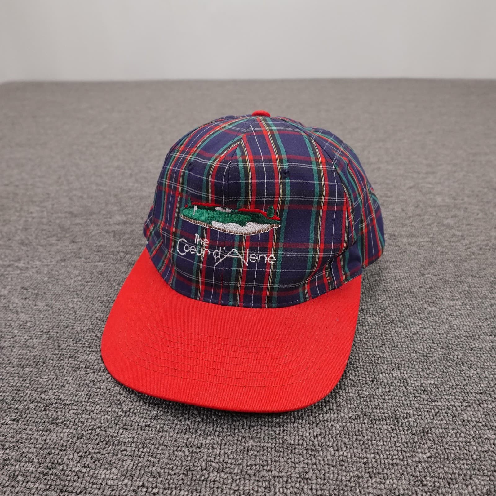 Vintage The Coeur D'Alene Hat Cap Snap Back Mens One Size Plaid Golf Baseball