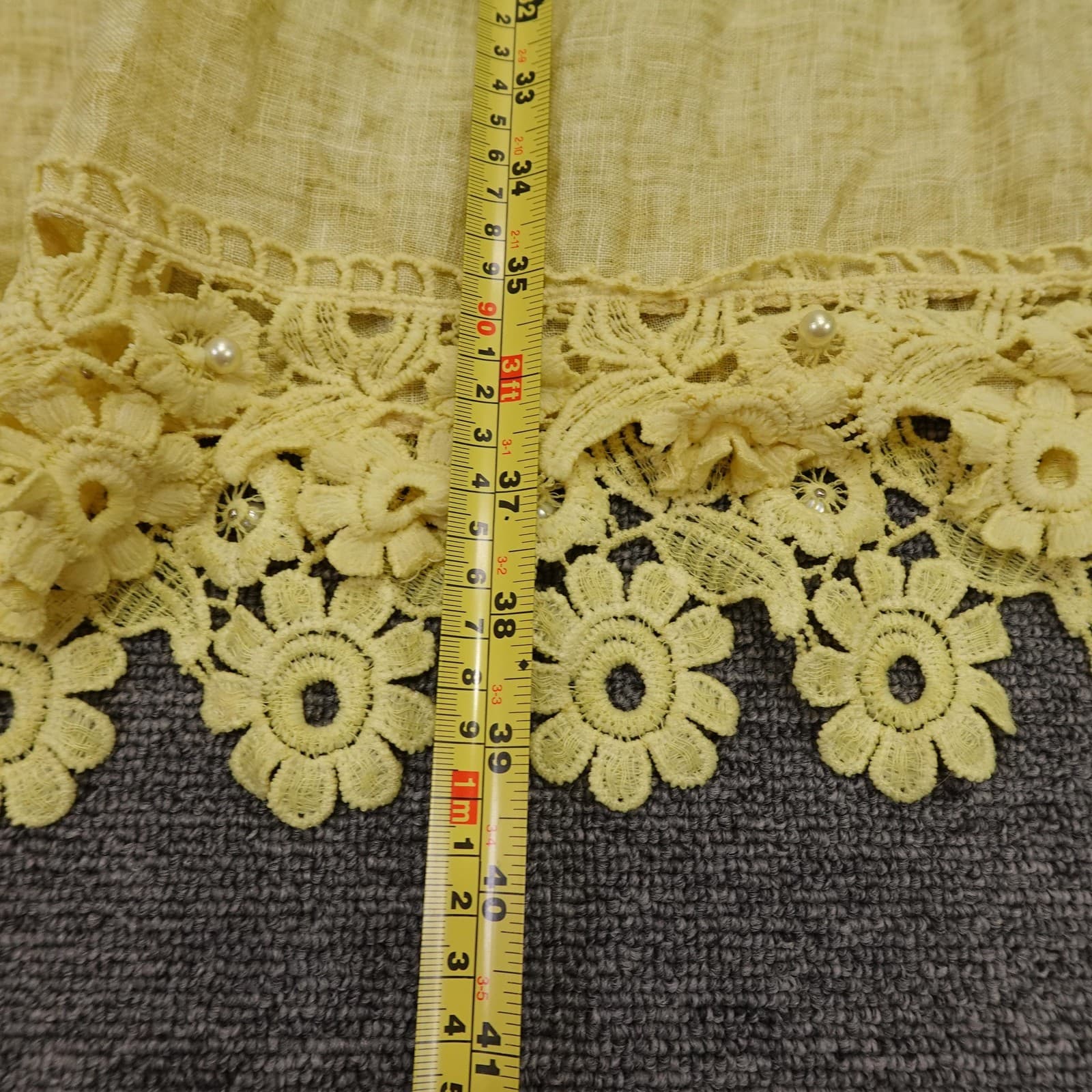OTTANTOTTO Dress Womens Medium Yellow Floral Applique Lace Hem Sundress - Thumbnail 7