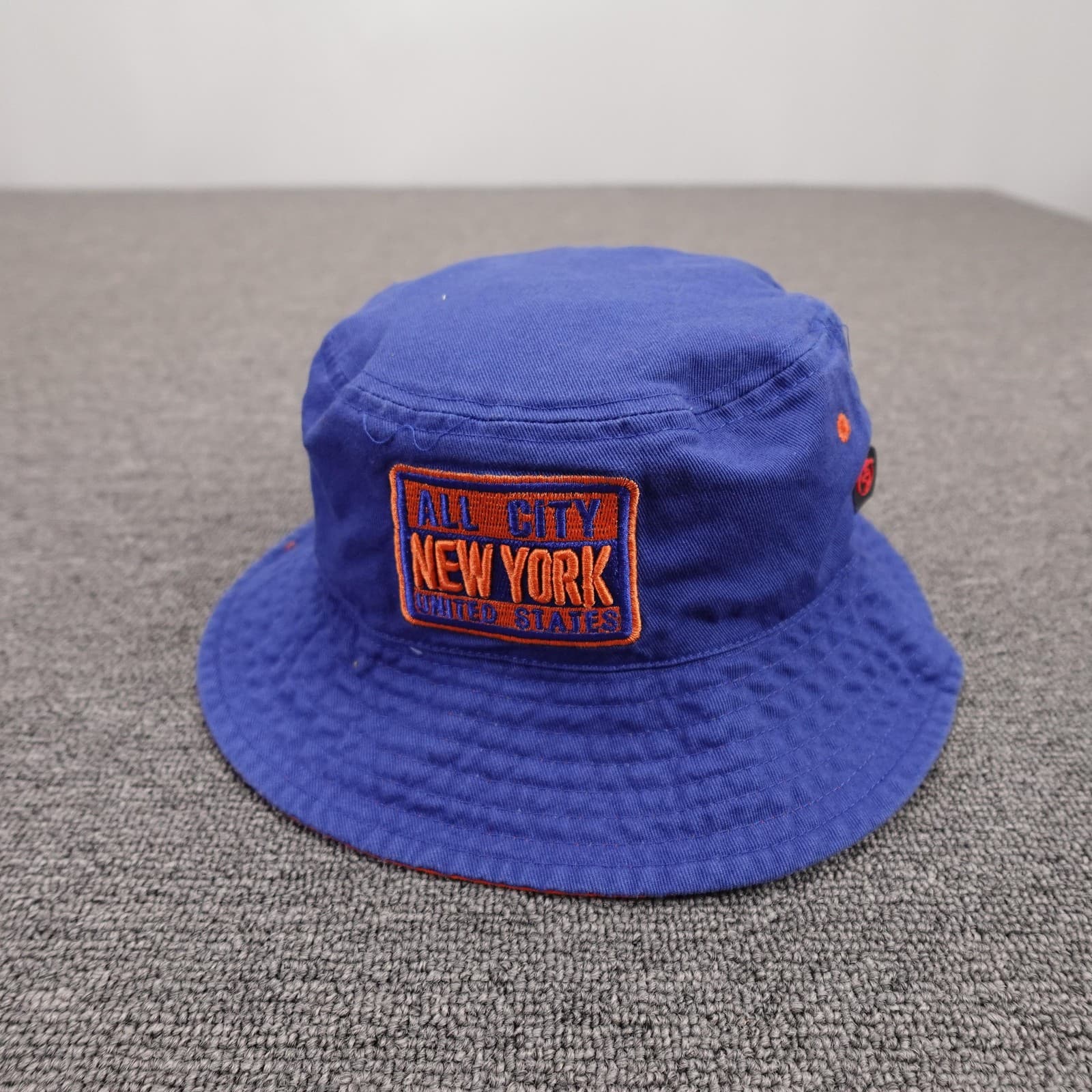 All City New York Hat Bucket Fitted Mens One Size Blue Twill Patch Embroidered