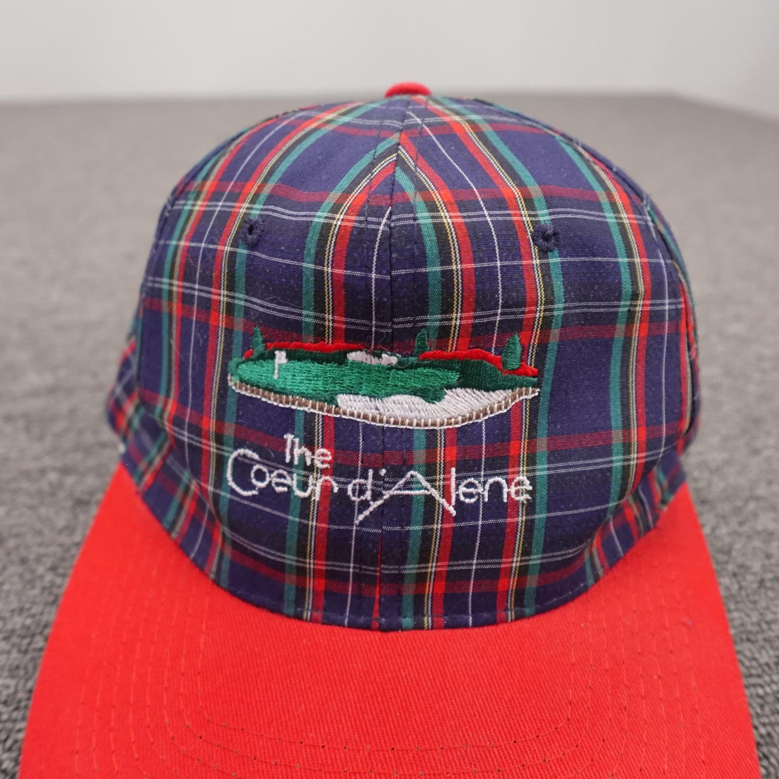 Vintage The Coeur D'Alene Hat Cap Snap Back Mens One Size Plaid Golf Baseball - Thumbnail 2