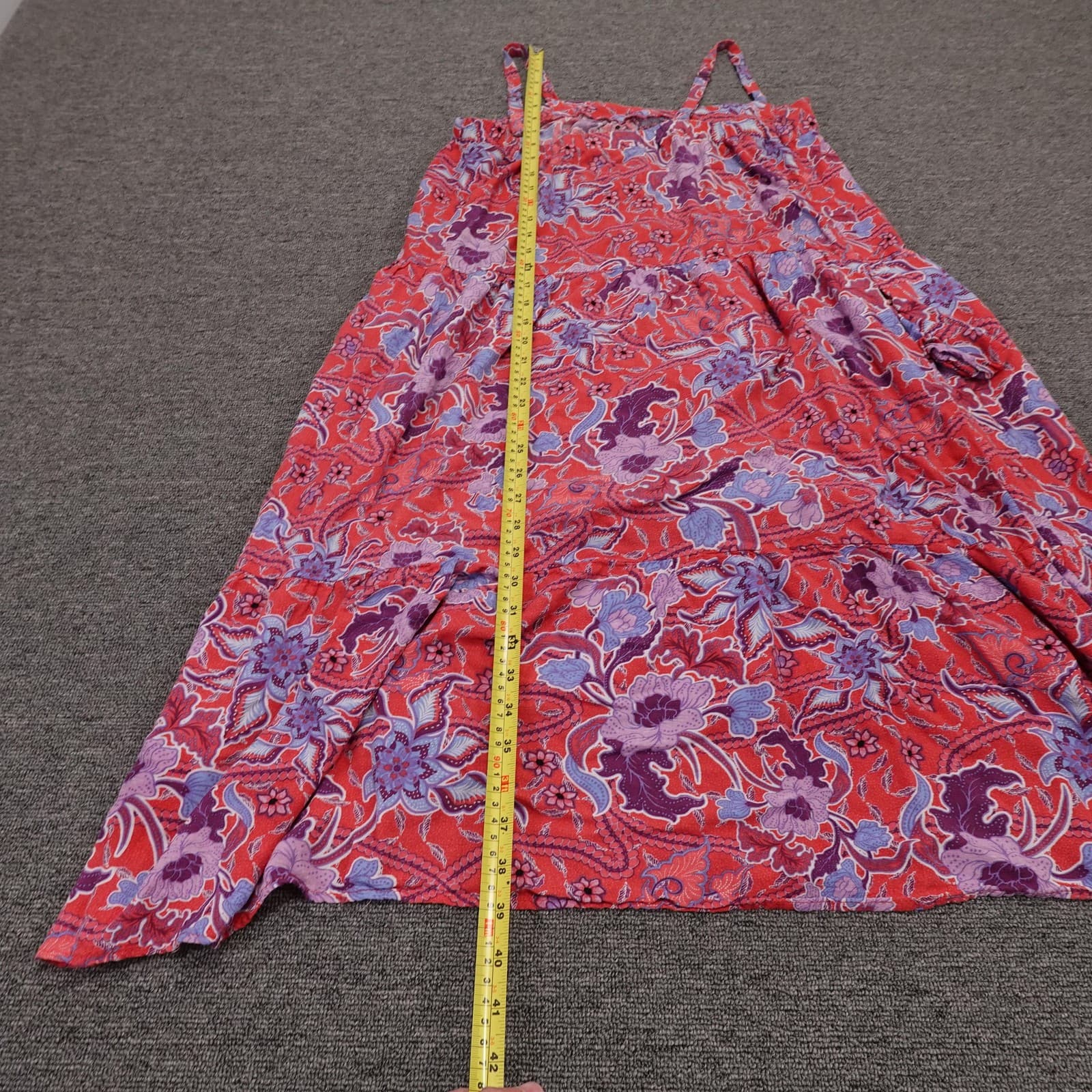Knox Rose Dress Womens Medium Red Floral Sleeveless Scoop Neck Midi Sundress - Thumbnail 5