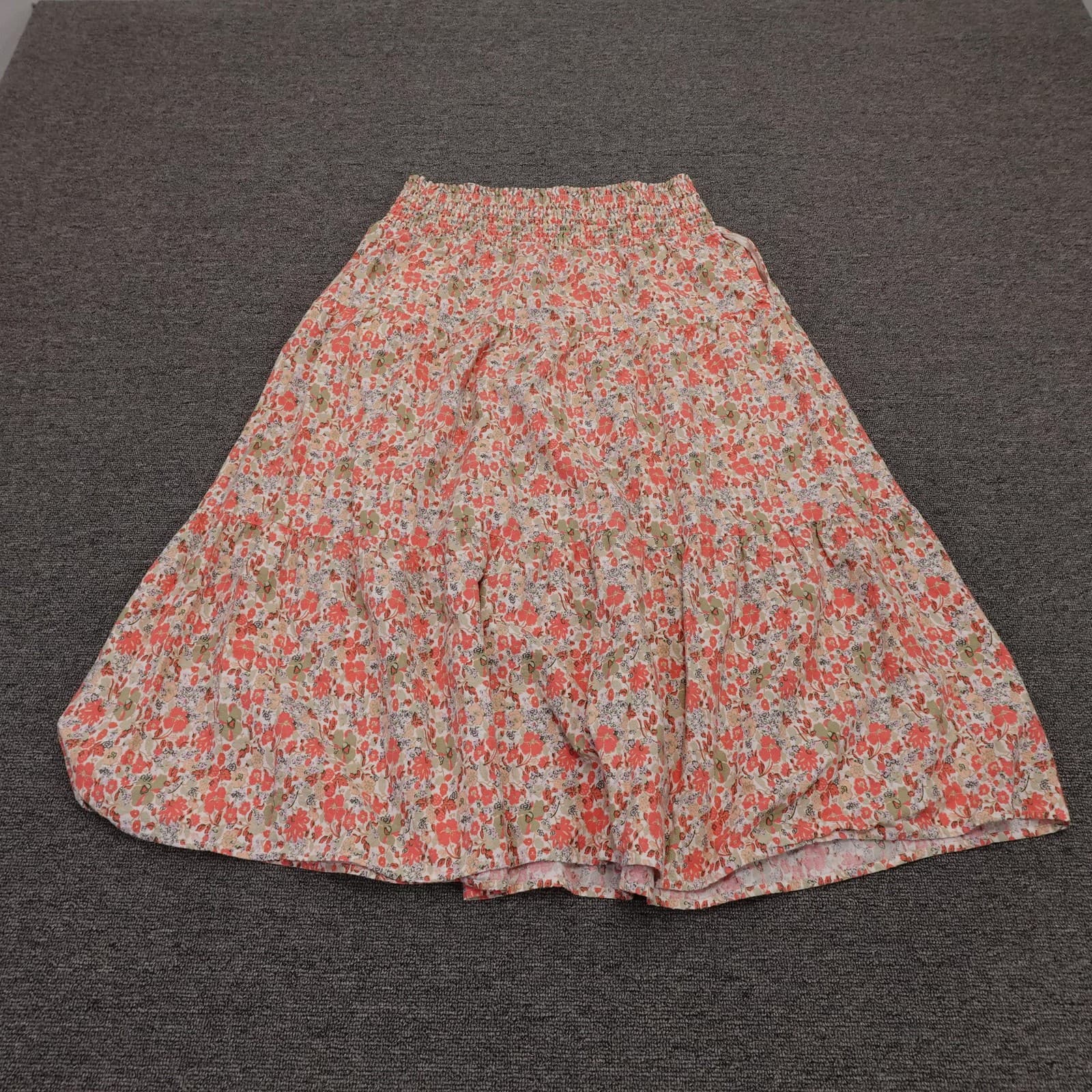 Universal Thread Skirt Womens L Multicolor Floral Peasant Midi Elastic Waist - Thumbnail 3