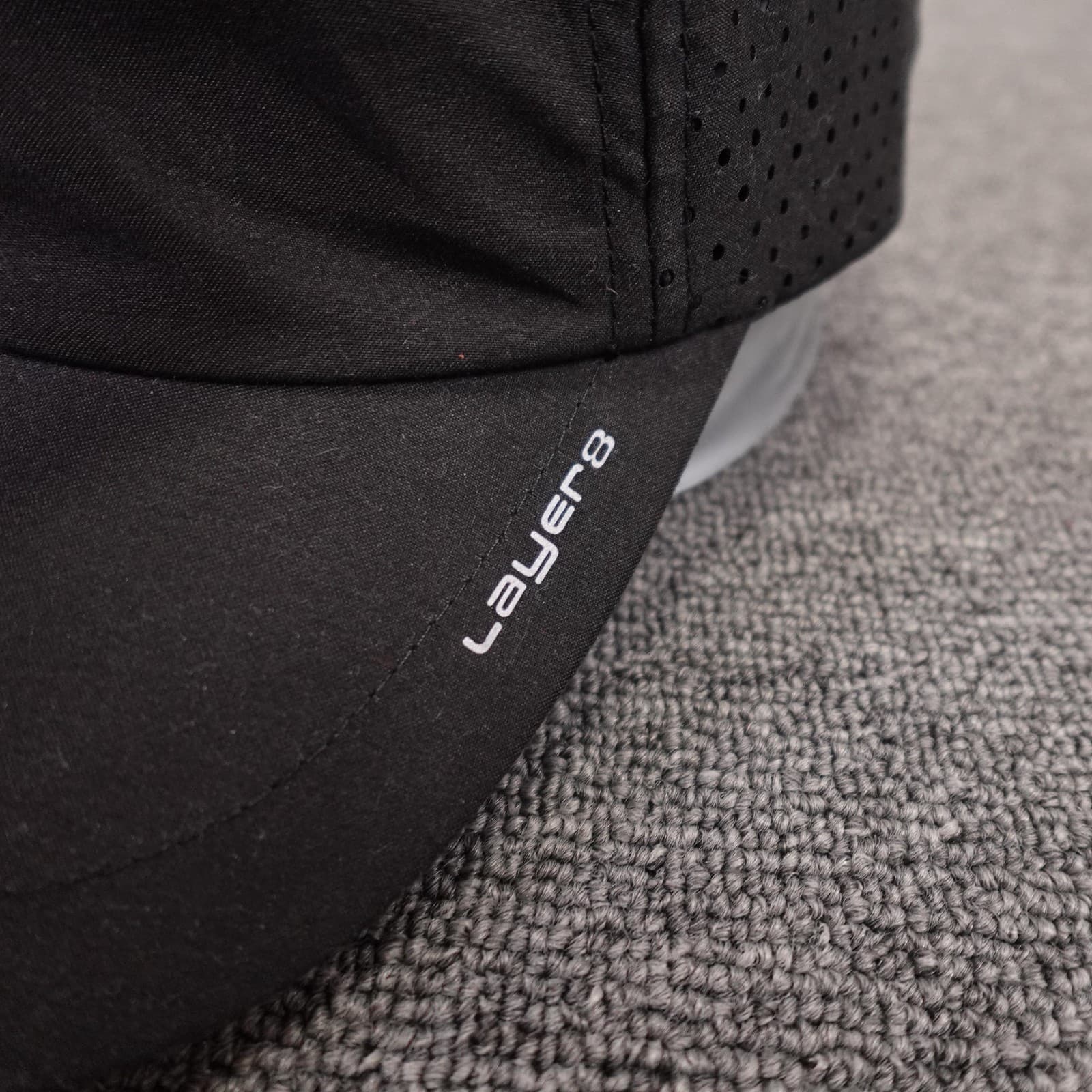 Layer 8 Hat Cap Strap Back Mens One Size Black Running Lightweight Polyester - Thumbnail 2