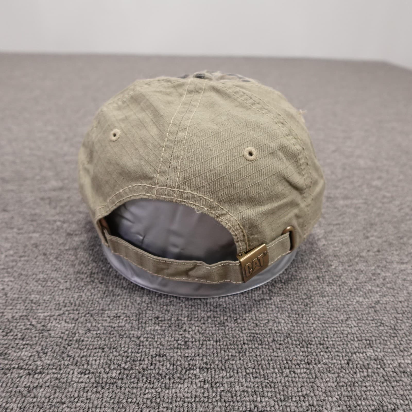 CAT Hat Cap Strap Back Mens One Size Beige Camo USA Flag Patriotic Baseball - Thumbnail 4