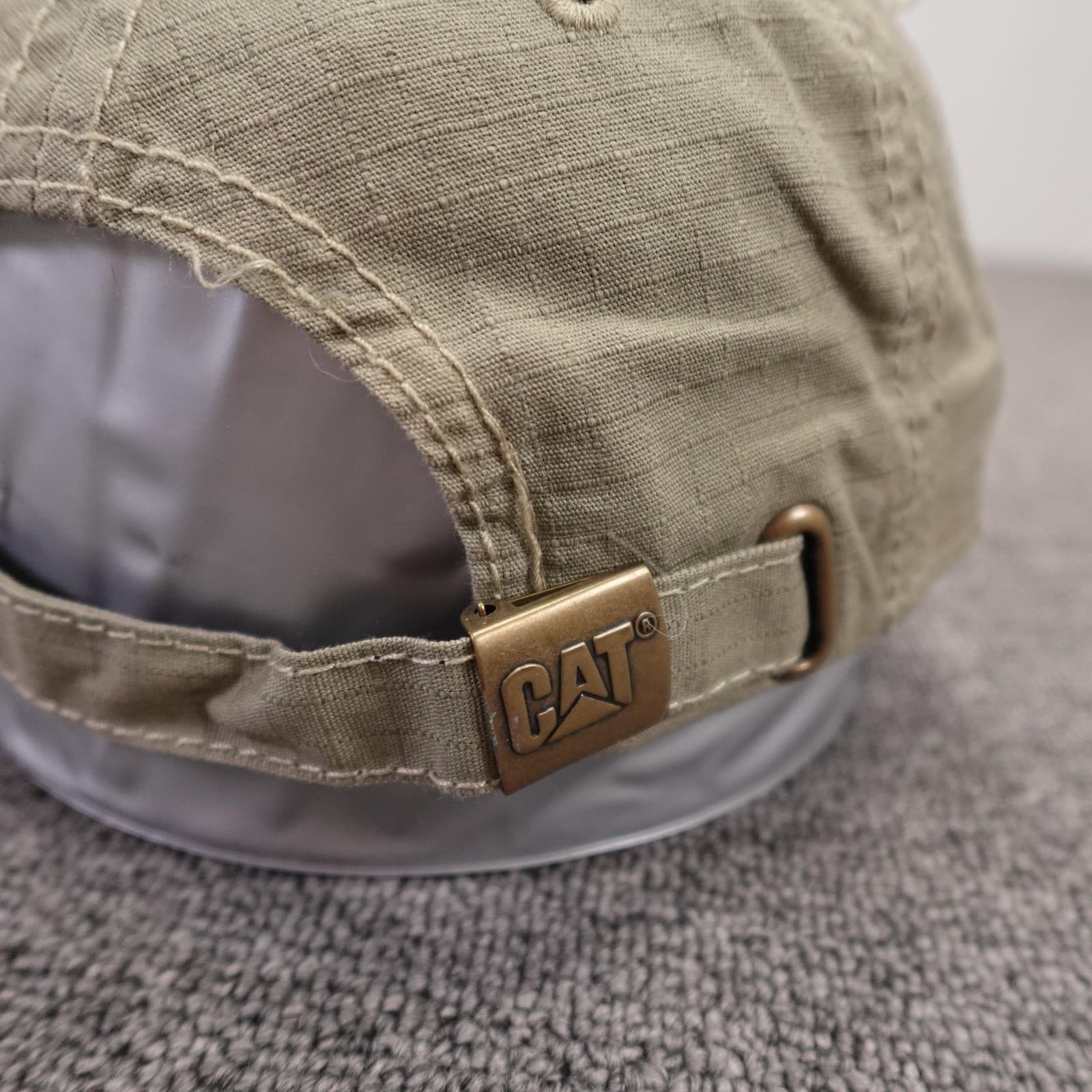 CAT Hat Cap Strap Back Mens One Size Beige Camo USA Flag Patriotic Baseball - Thumbnail 5