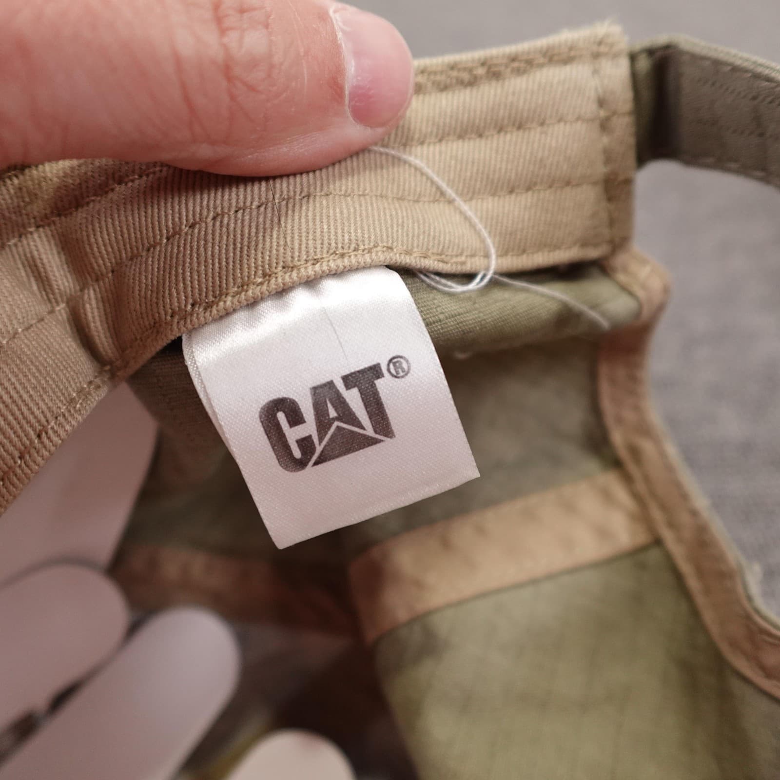 CAT Hat Cap Strap Back Mens One Size Beige Camo USA Flag Patriotic Baseball - Thumbnail 8