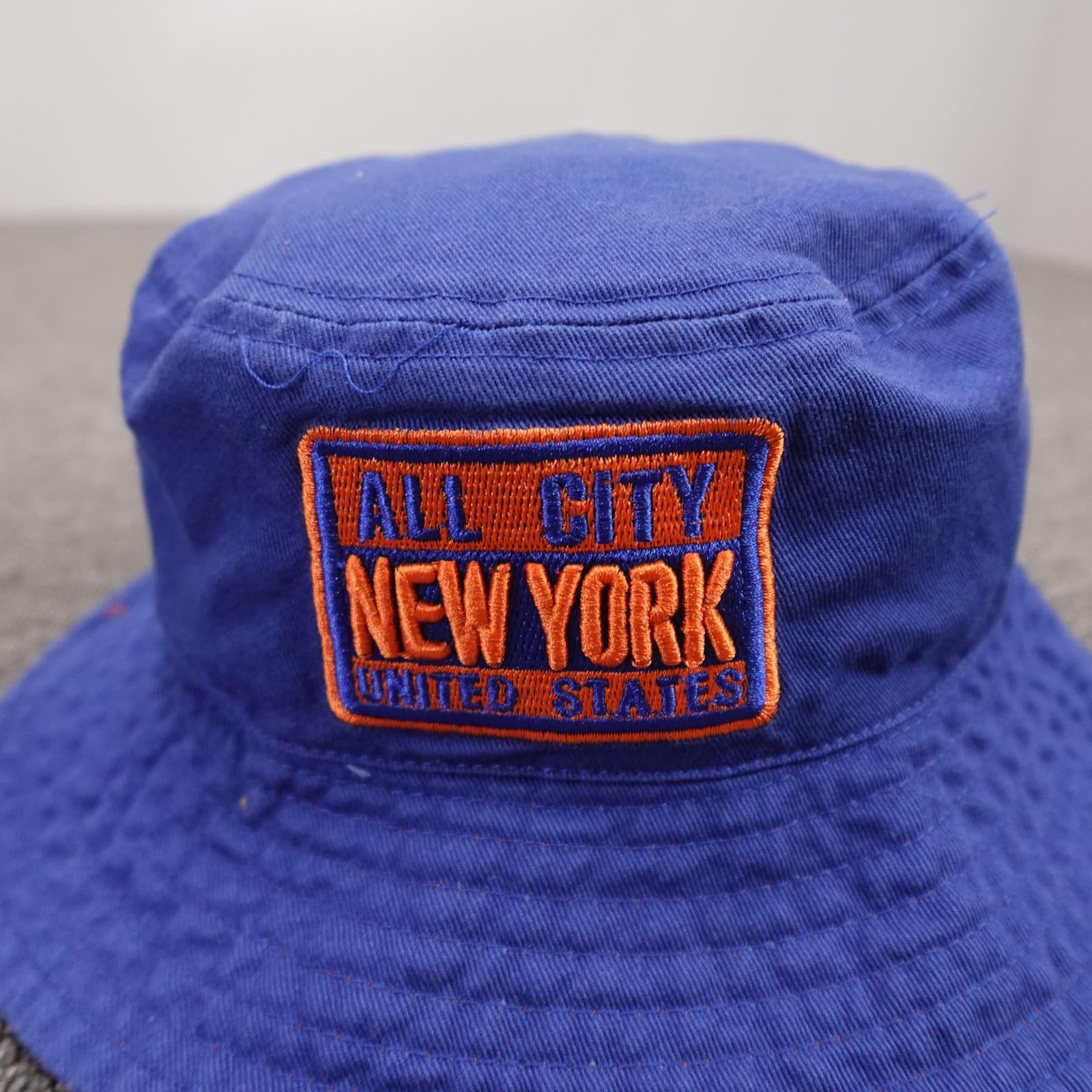 All City New York Hat Bucket Fitted Mens One Size Blue Twill Patch Embroidered - Thumbnail 2