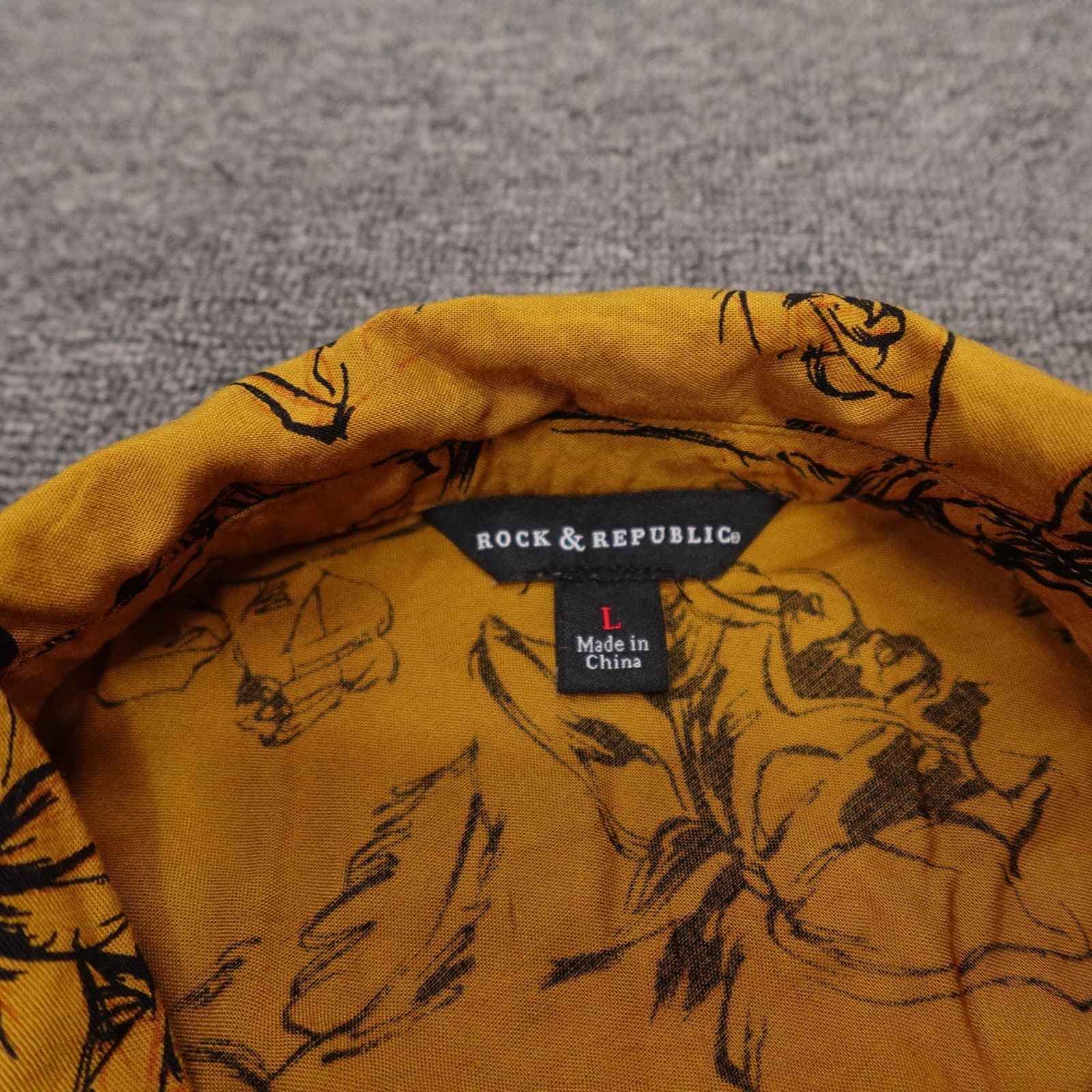 Rock & Republic Shirt Womens L Yellow Floral Sleeveless Button Up Tunic Rayon - Thumbnail 4