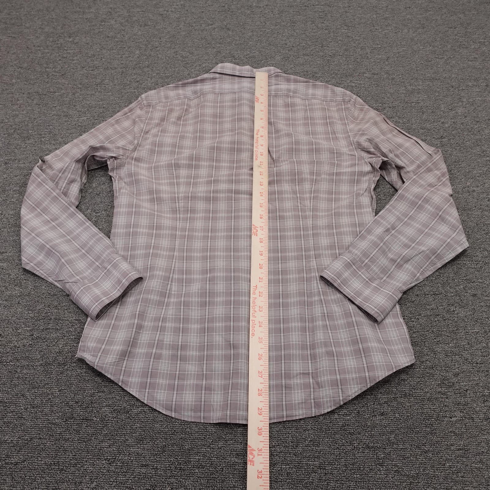 John Varvatos Shirt Mens Medium Purple Plaid Long Sleeve Button Up Cotton Casual - Thumbnail 7