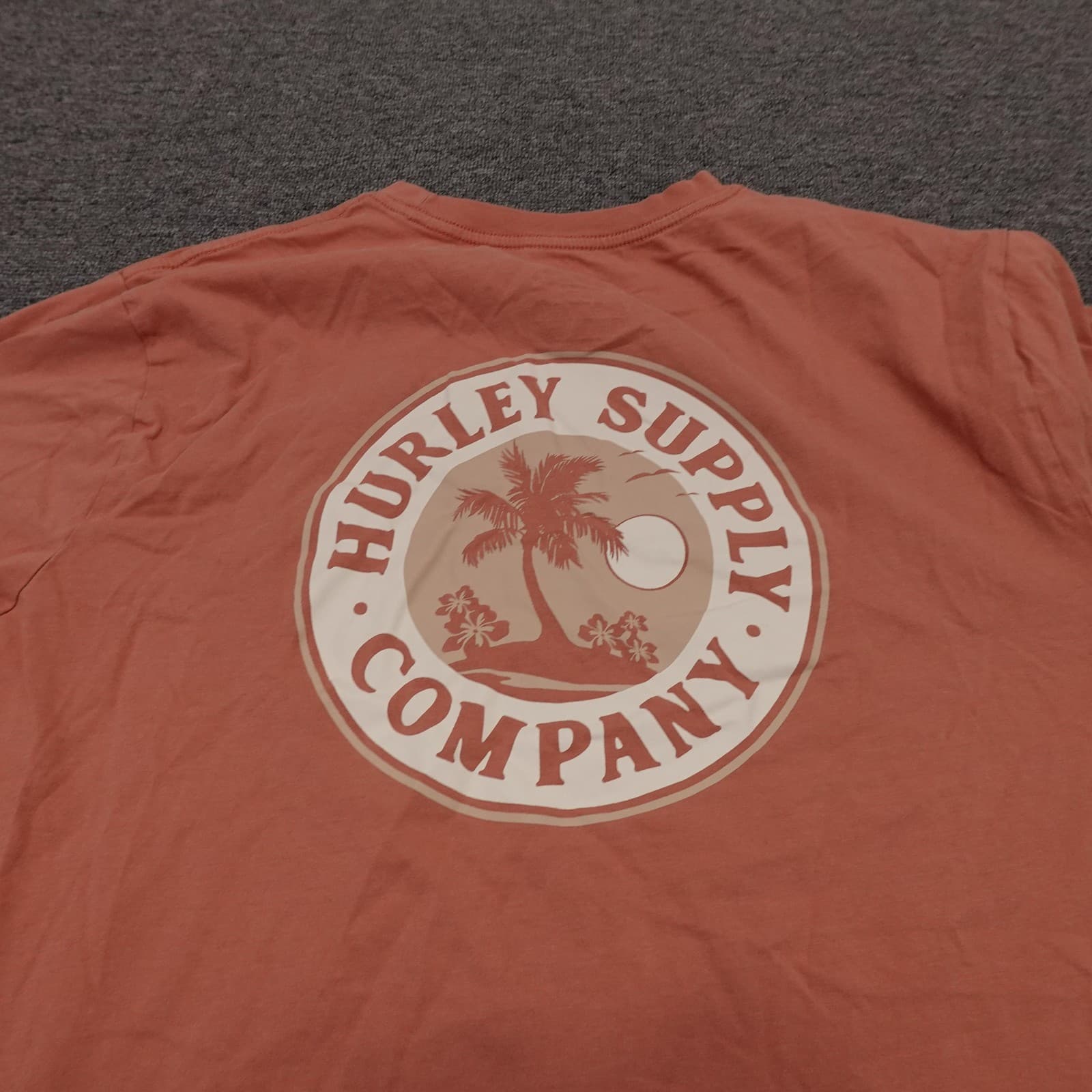 Hurley Supply Company Shirt Mens Large Orange Palm Graphic Surf Beach Tee - Thumbnail 4