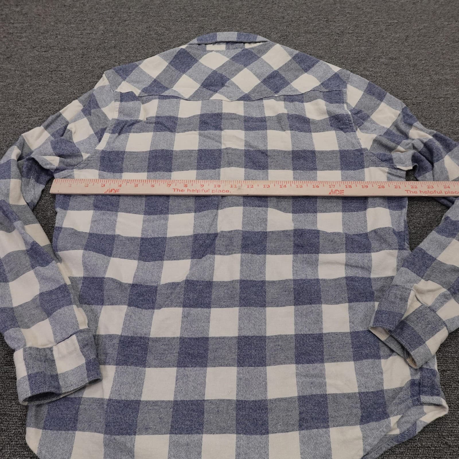 Lucky Brand Saturday Stretch Shirt Mens Medium Blue Plaid Long Sleeve Snap - Thumbnail 4