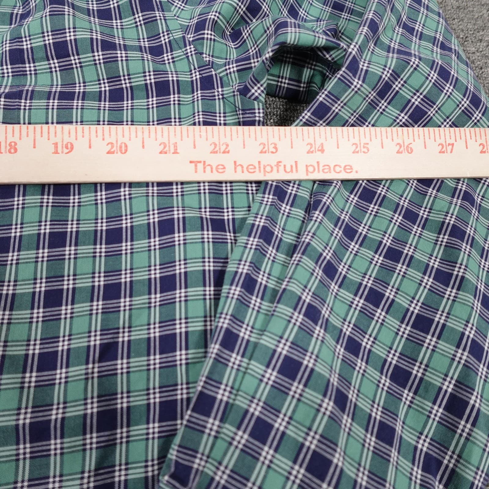 L.L.Bean Shirt Mens Medium Green Plaid Long Sleeve Button Down Cotton Casual - Thumbnail 5