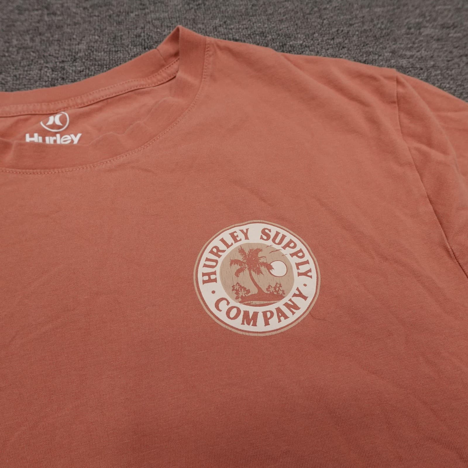 Hurley Supply Company Shirt Mens Large Orange Palm Graphic Surf Beach Tee - Thumbnail 2