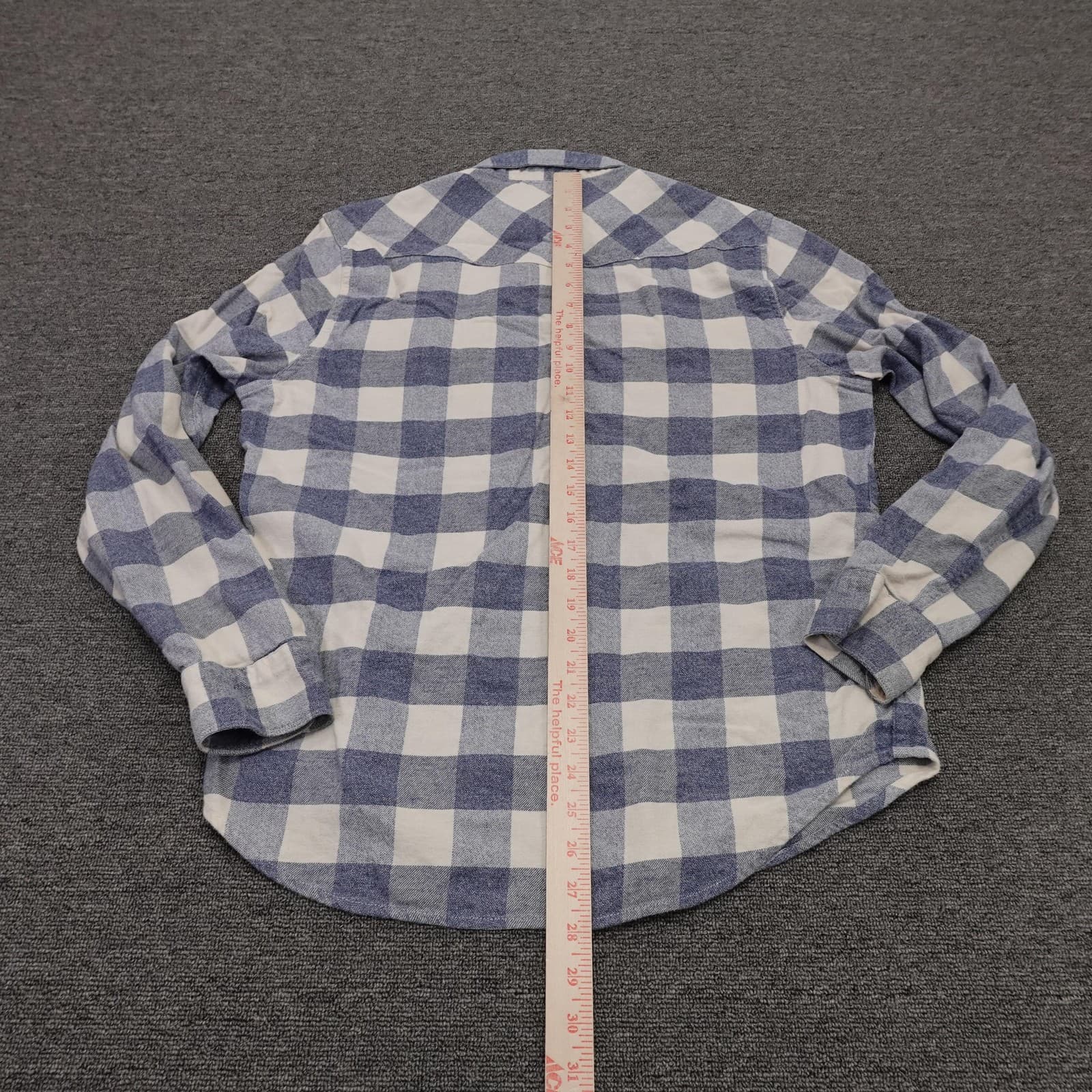 Lucky Brand Saturday Stretch Shirt Mens Medium Blue Plaid Long Sleeve Snap - Thumbnail 5