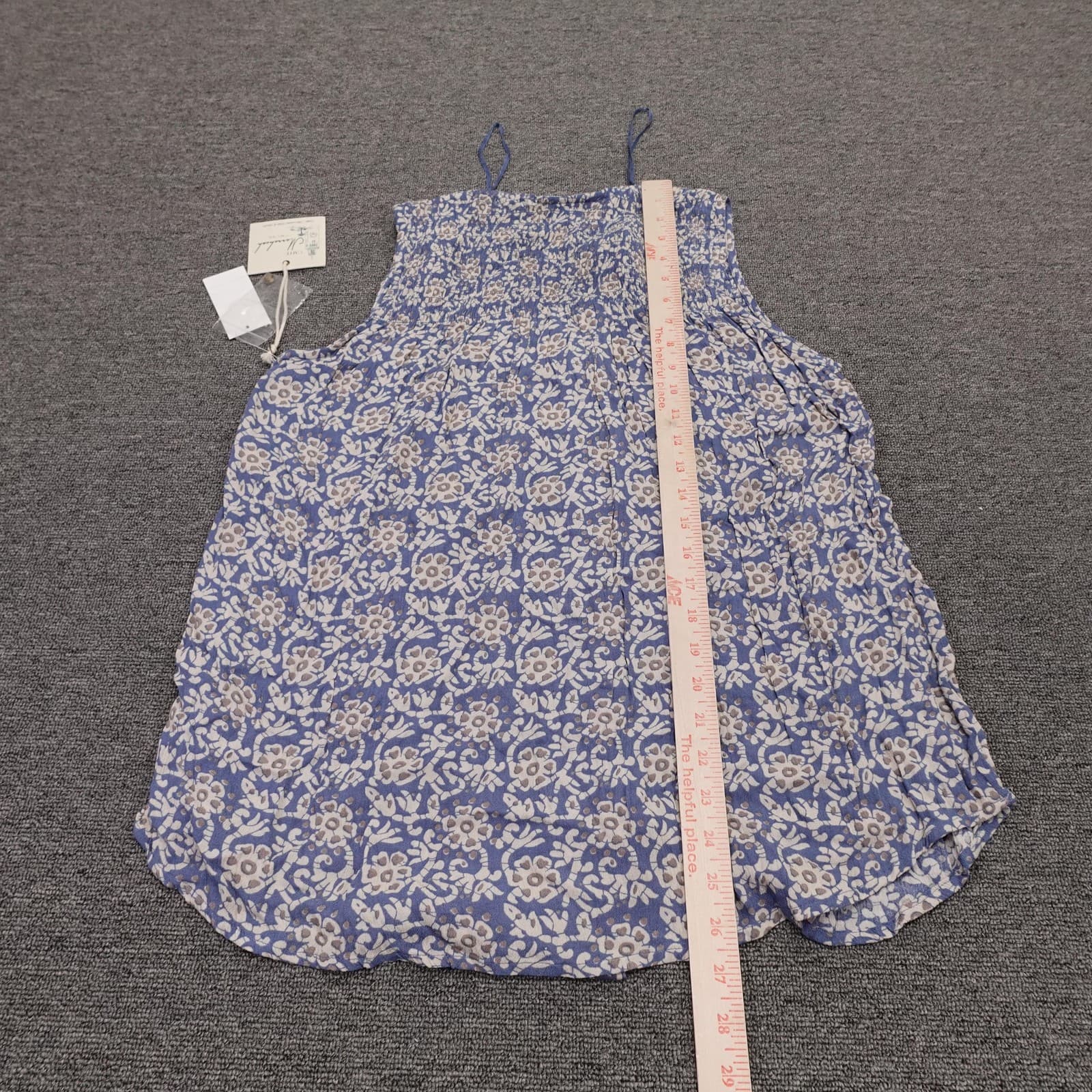 Caffe Marrakesh Tank Top Womens Medium Blue Floral Button Down Rayon Tunic Boho - Thumbnail 7