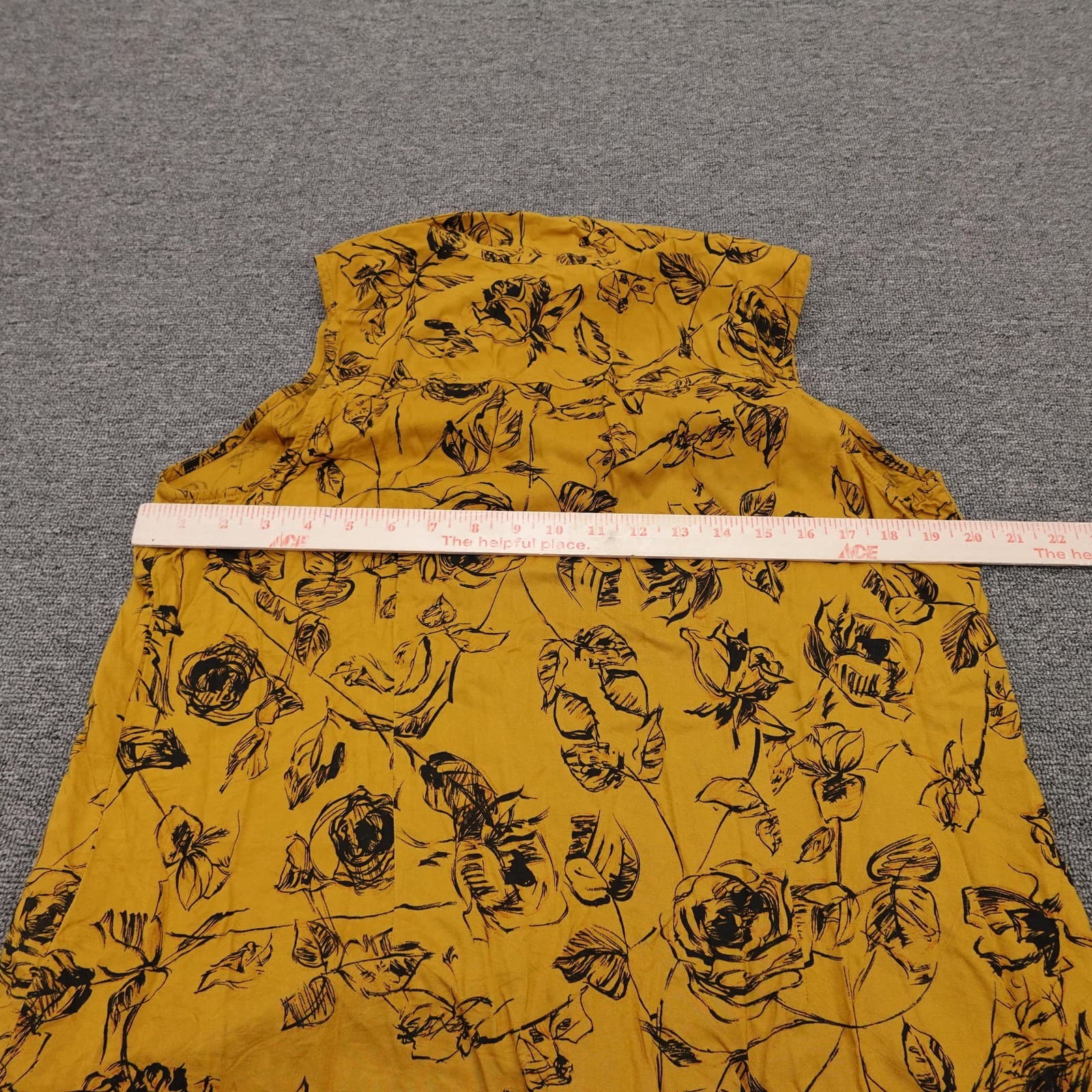 Rock & Republic Shirt Womens L Yellow Floral Sleeveless Button Up Tunic Rayon - Thumbnail 5