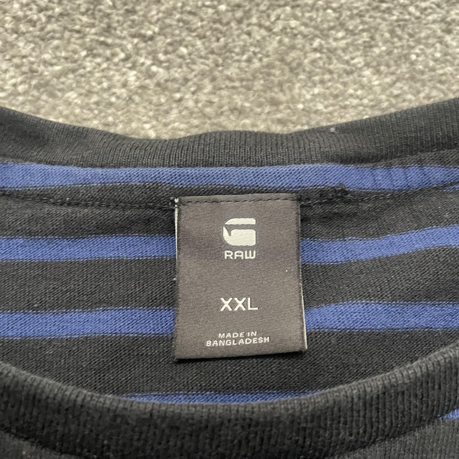 G-Star RAW Shirt Mens 2XL Black Blue Striped Crewneck Short Sleeve Logo Casual - Thumbnail 3