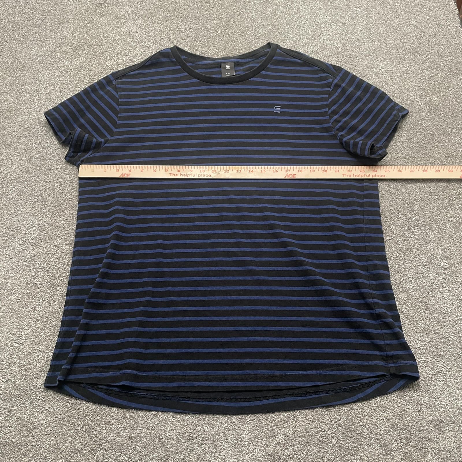 G-Star RAW Shirt Mens 2XL Black Blue Striped Crewneck Short Sleeve Logo Casual - Thumbnail 4