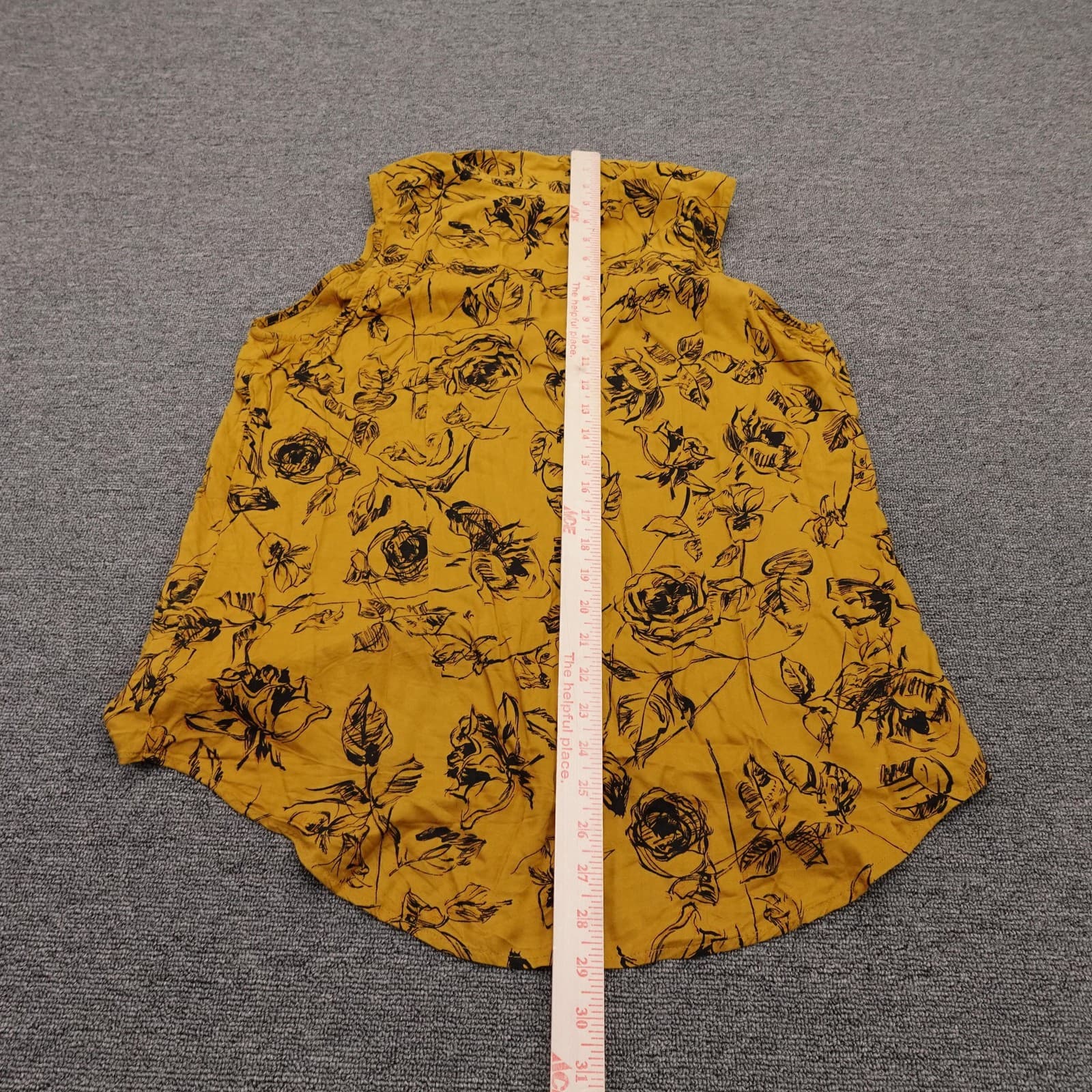 Rock & Republic Shirt Womens L Yellow Floral Sleeveless Button Up Tunic Rayon - Thumbnail 6