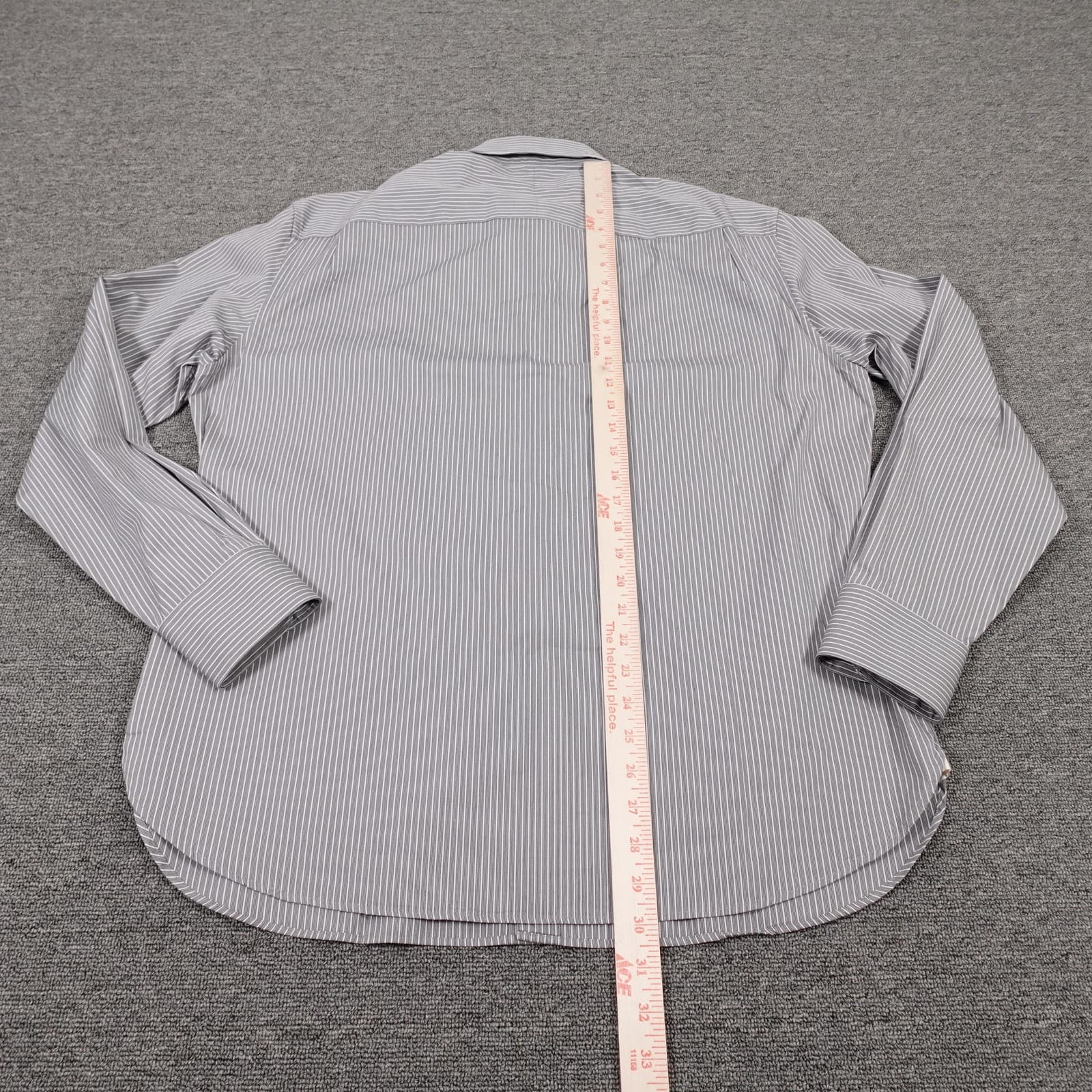 John Varvatos U.S.A. Shirt Mens 16.5 34/35 Gray Pinstripe Long Sleeve Cotton - Thumbnail 6