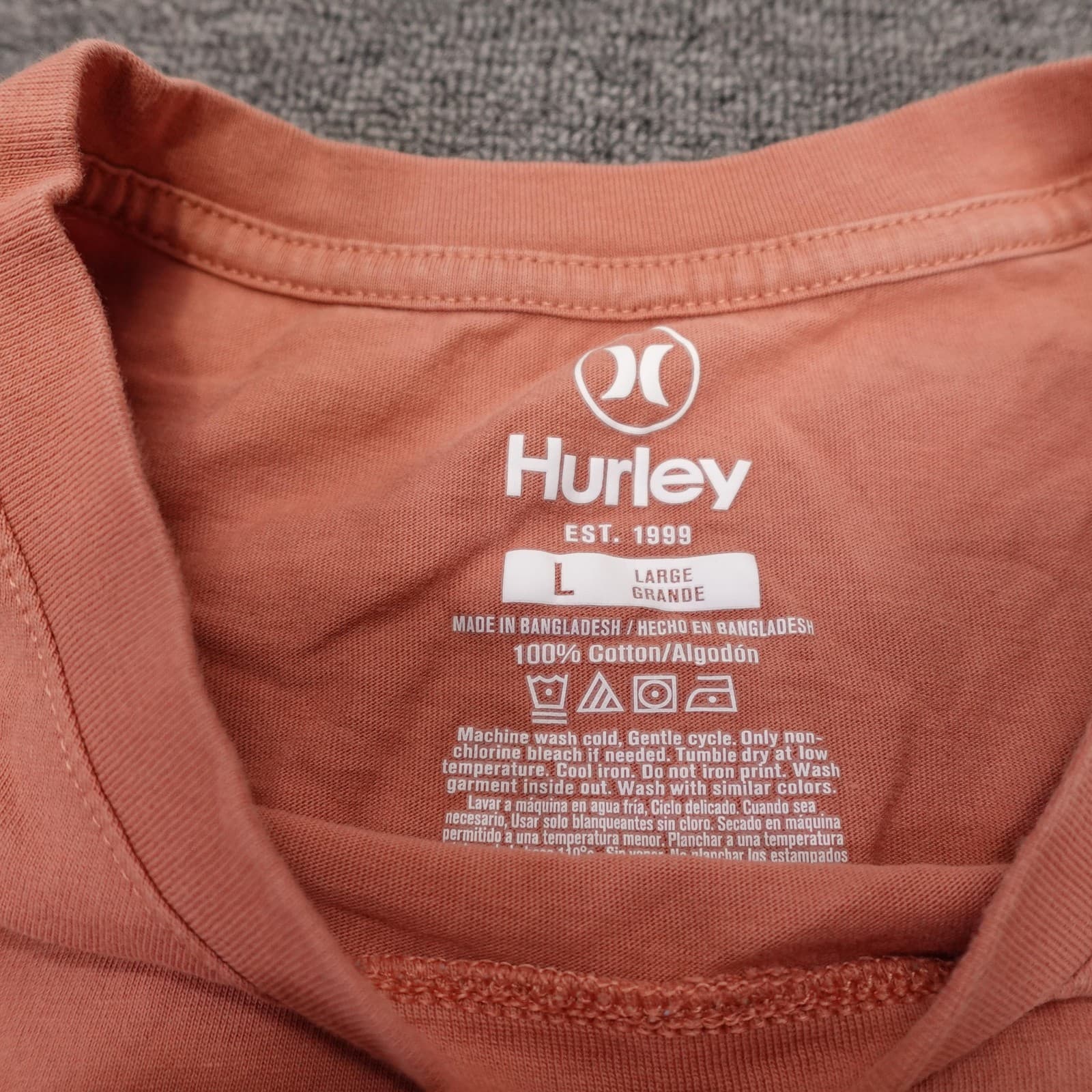 Hurley Supply Company Shirt Mens Large Orange Palm Graphic Surf Beach Tee - Thumbnail 3