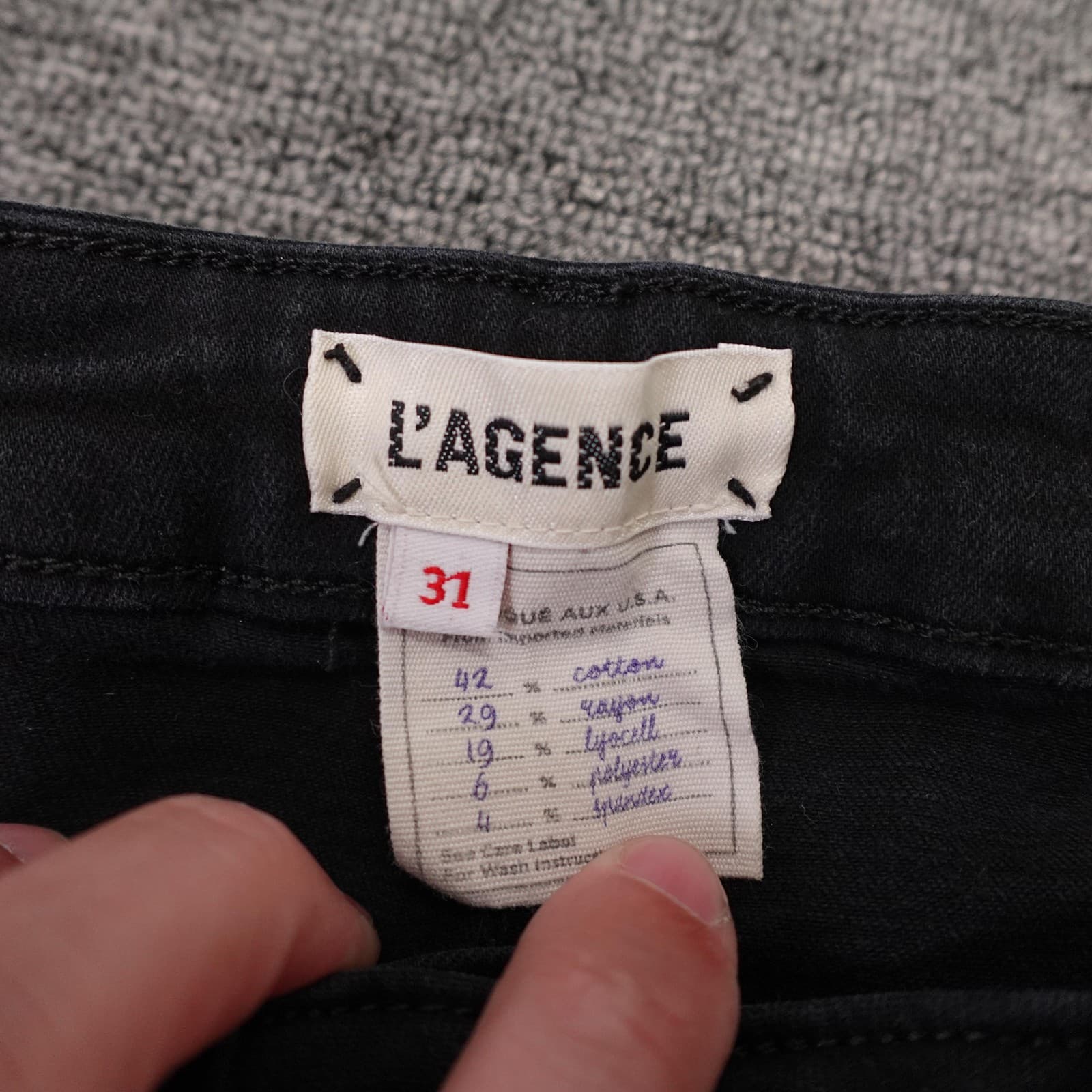 L'AGENCE Jeans Womens 31 Black Charcoal Wash Mid Rise Slim Skinny 31x30 Denim - Thumbnail 3
