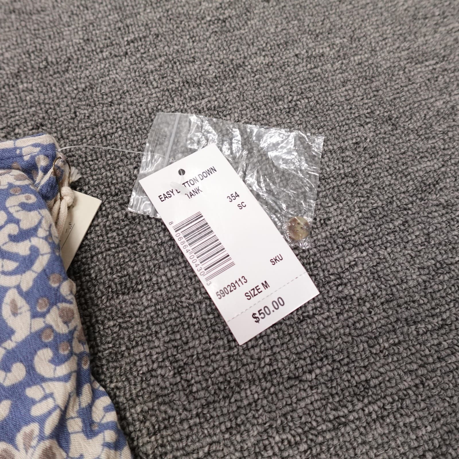 Caffe Marrakesh Tank Top Womens Medium Blue Floral Button Down Rayon Tunic Boho - Thumbnail 3