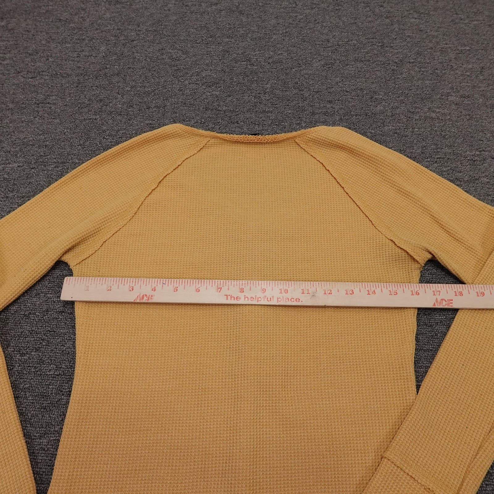 Miss Me Shirt Womens Small Yellow Thermal Waffle Knit Henley Long Sleeve Top - Thumbnail 4