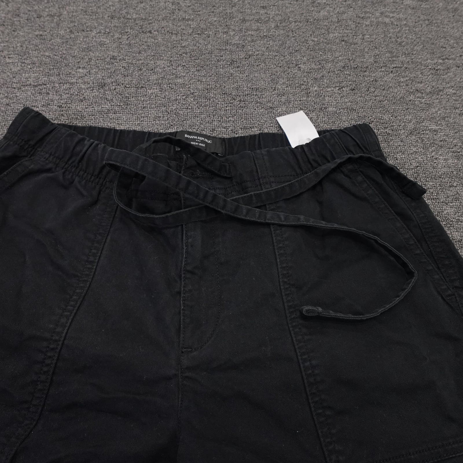 Banana Republic Shorts Womens Small Black Twill Utility Drawstring 4.5 Inseam - Thumbnail 2