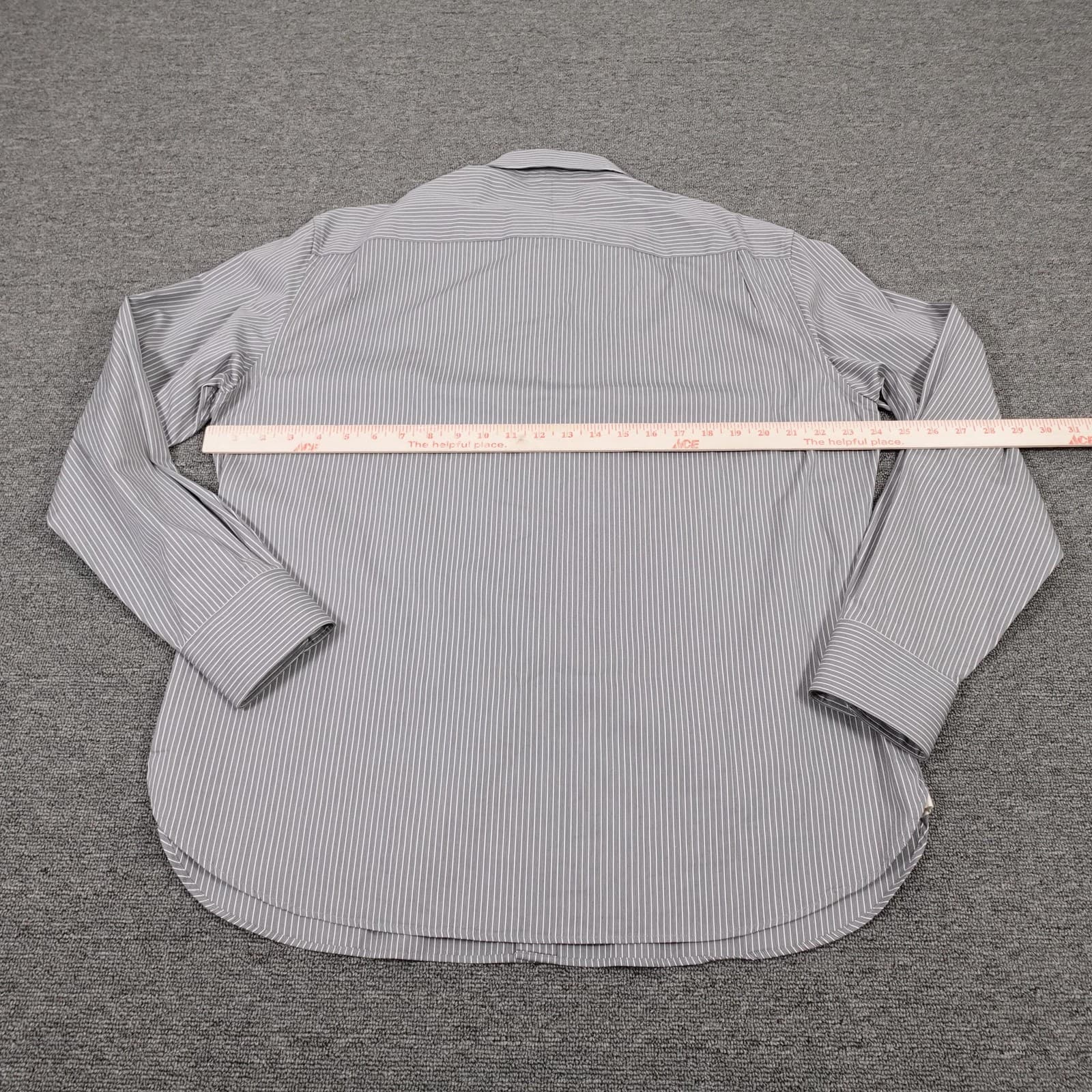 John Varvatos U.S.A. Shirt Mens 16.5 34/35 Gray Pinstripe Long Sleeve Cotton - Thumbnail 4
