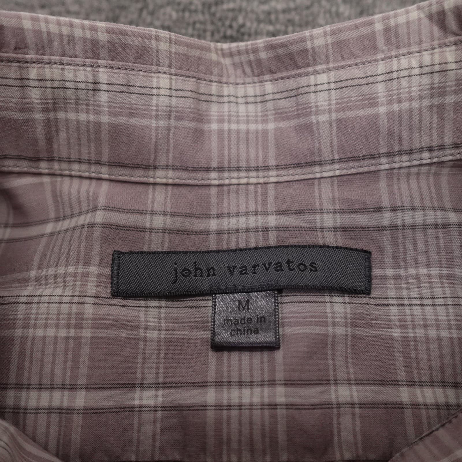John Varvatos Shirt Mens Medium Purple Plaid Long Sleeve Button Up Cotton Casual - Thumbnail 4