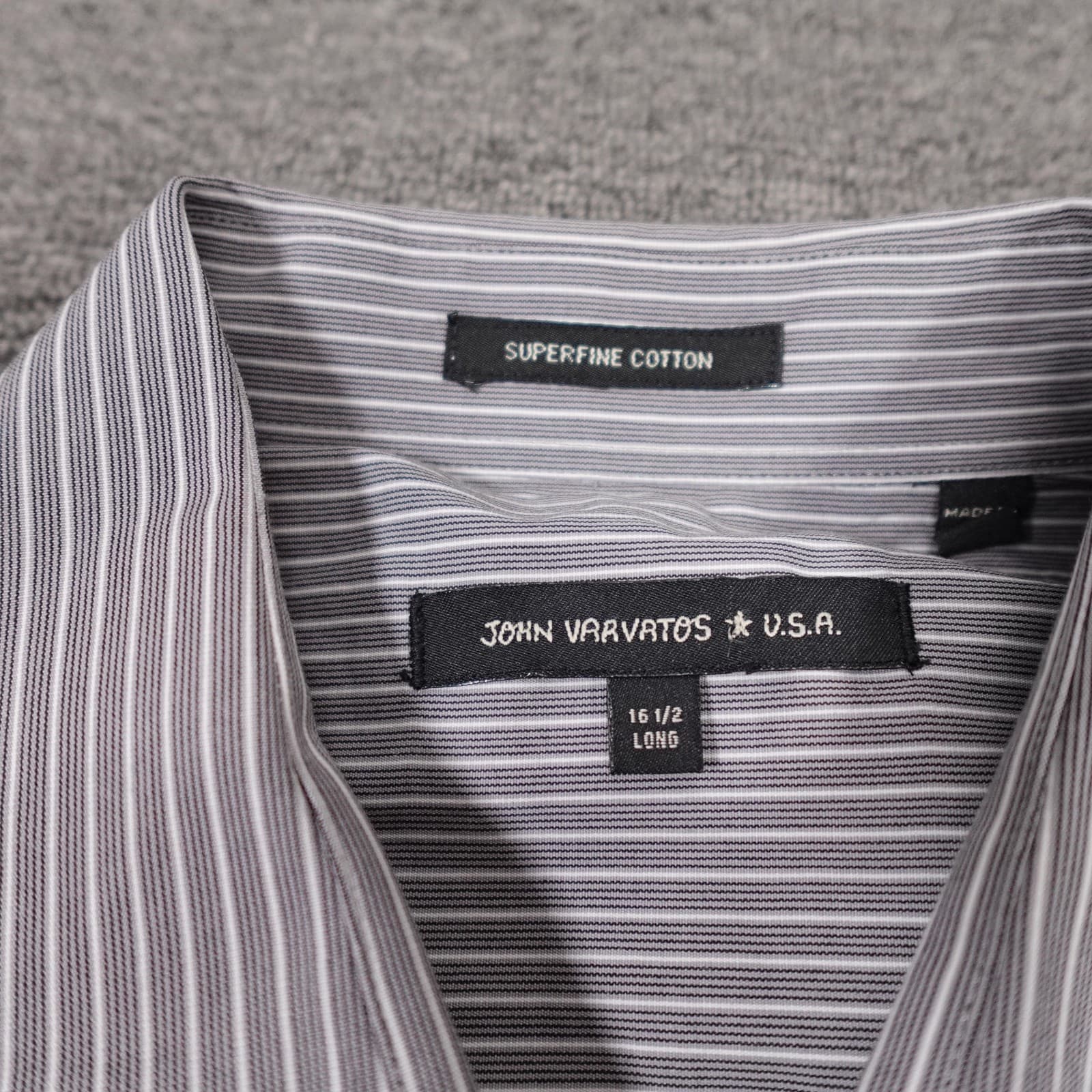 John Varvatos U.S.A. Shirt Mens 16.5 34/35 Gray Pinstripe Long Sleeve Cotton - Thumbnail 2