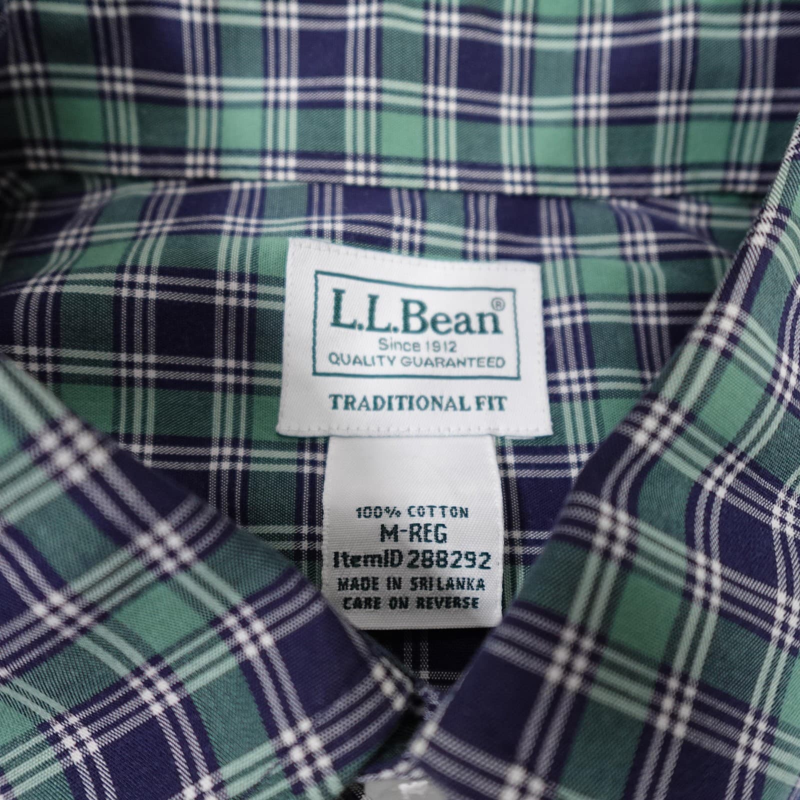 L.L.Bean Shirt Mens Medium Green Plaid Long Sleeve Button Down Cotton Casual - Thumbnail 3