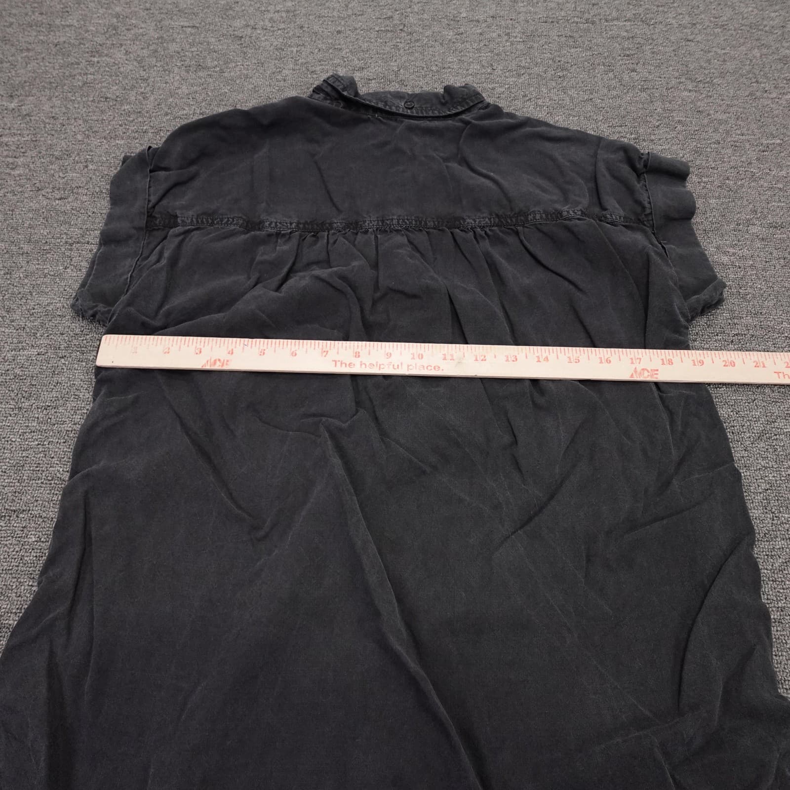 Cloth & Stone Shirt Dress Womens Small Black Short Sleeve Button Front - Thumbnail 4
