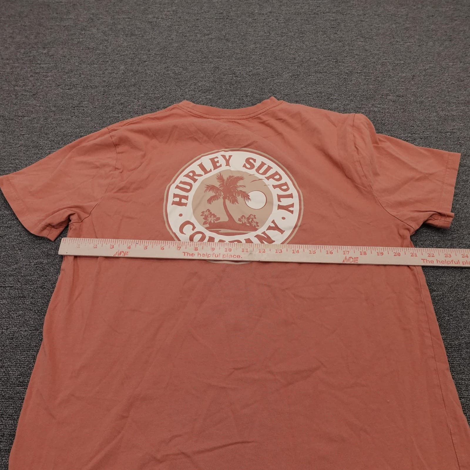 Hurley Supply Company Shirt Mens Large Orange Palm Graphic Surf Beach Tee - Thumbnail 5