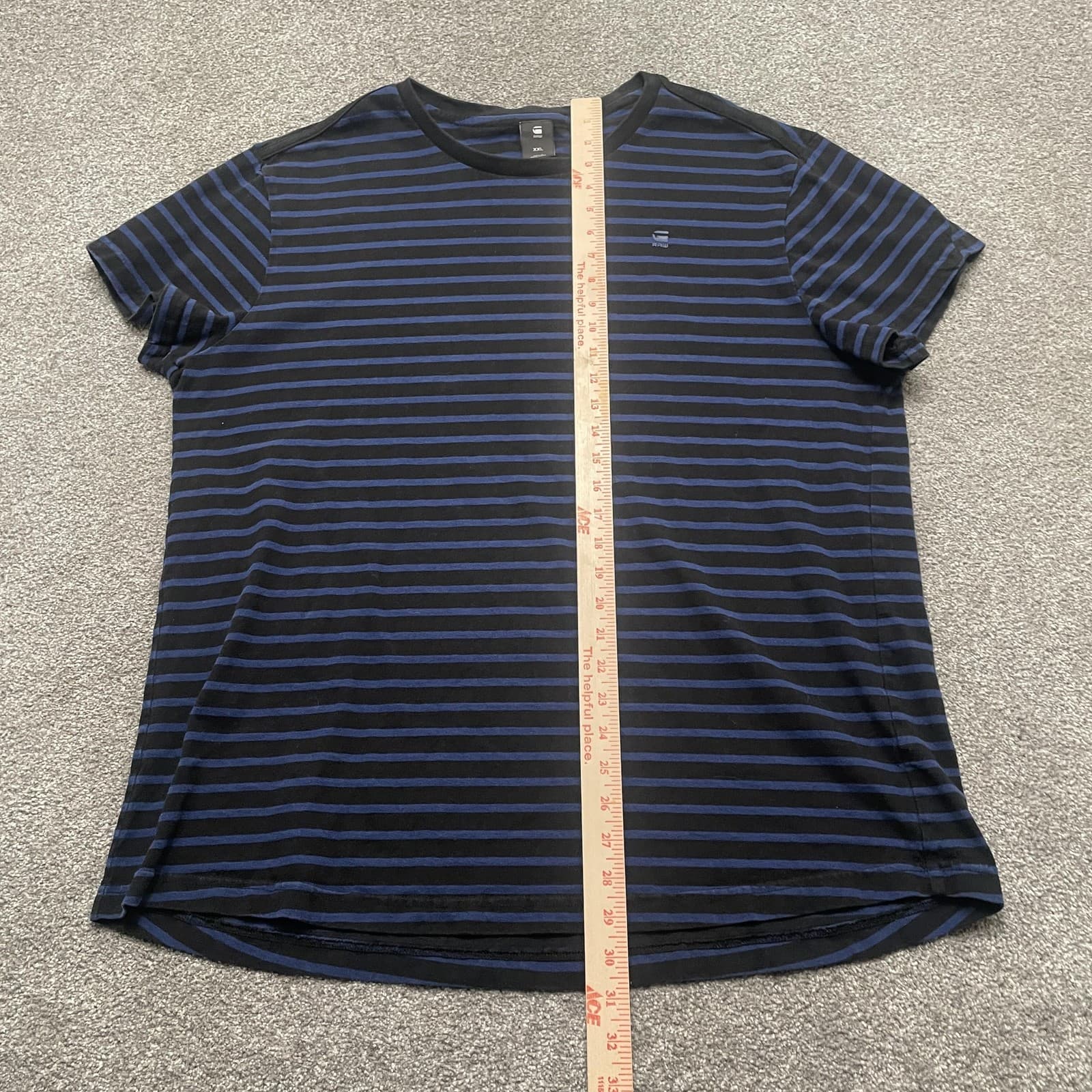 G-Star RAW Shirt Mens 2XL Black Blue Striped Crewneck Short Sleeve Logo Casual - Thumbnail 5