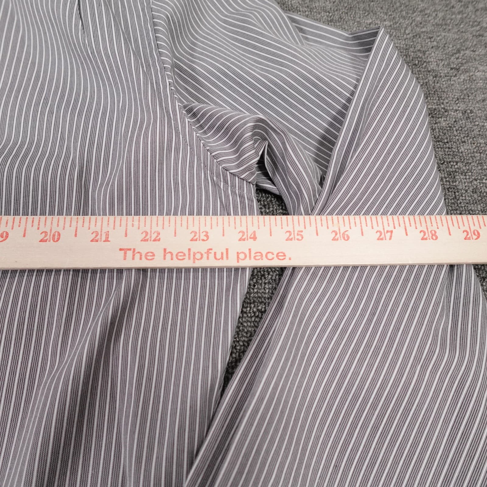 John Varvatos U.S.A. Shirt Mens 16.5 34/35 Gray Pinstripe Long Sleeve Cotton - Thumbnail 5