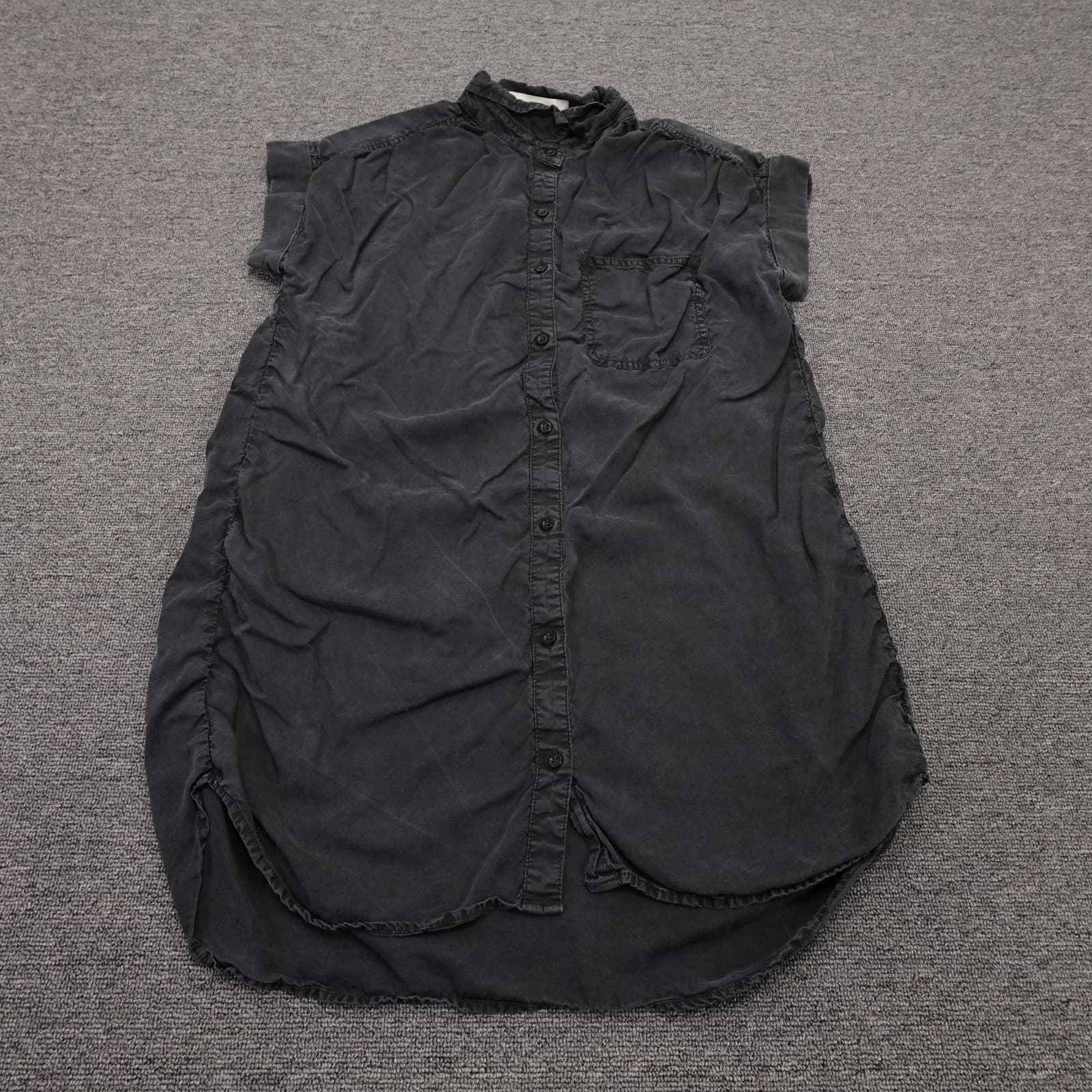Cloth & Stone Shirt Dress Womens Small Black Short Sleeve Button Front