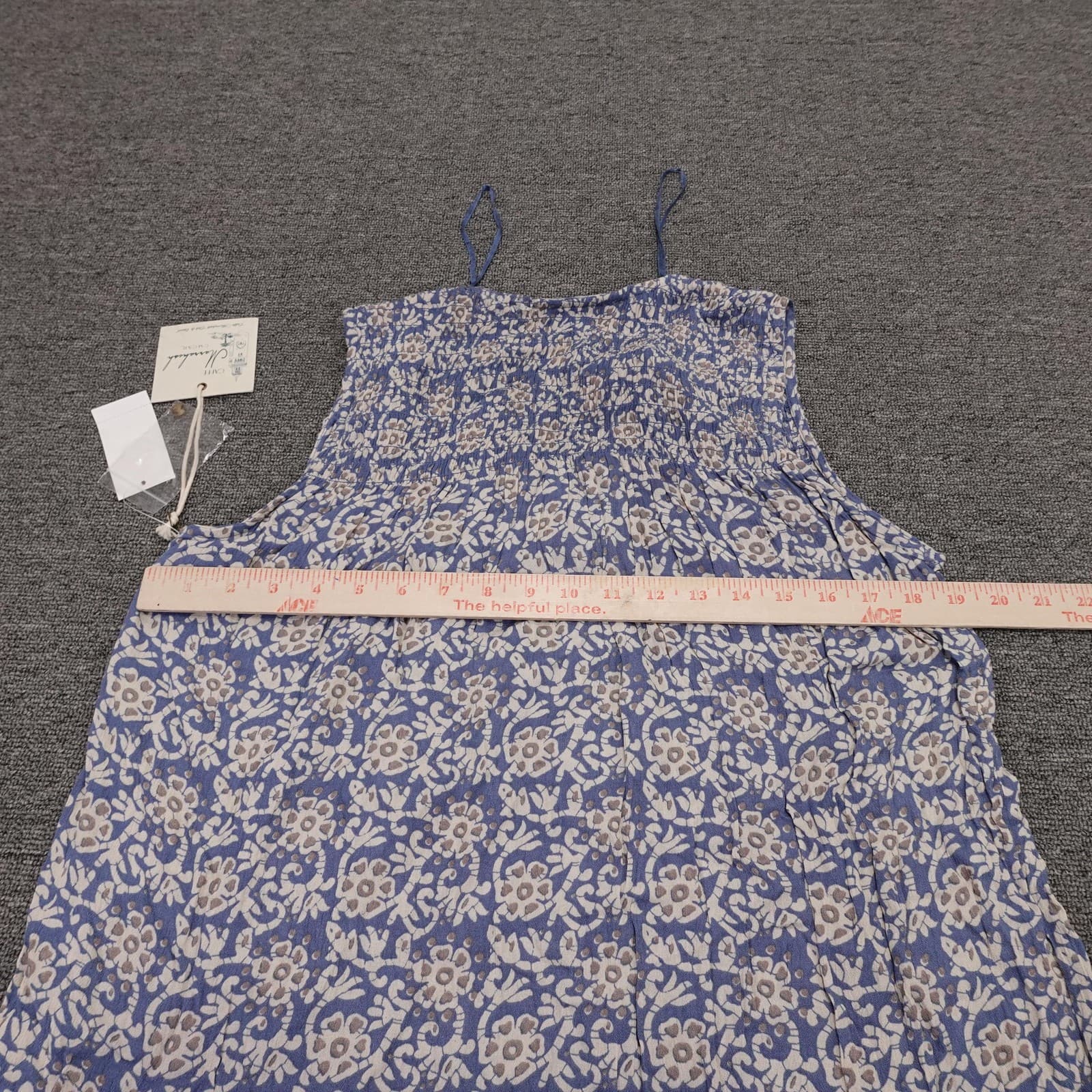Caffe Marrakesh Tank Top Womens Medium Blue Floral Button Down Rayon Tunic Boho - Thumbnail 6