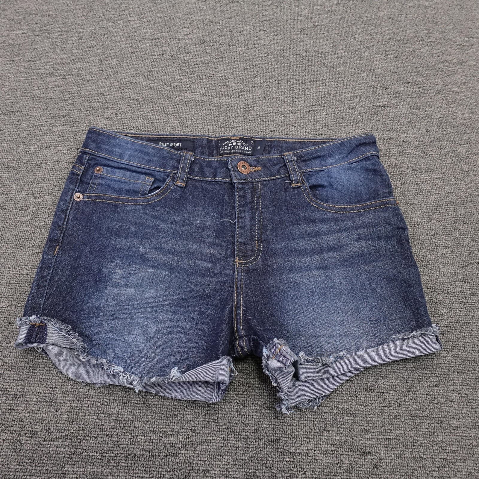Lucky Brand Shorts Girls 14 Blue Denim Riley Short Cutoff Distressed 3 Inseam