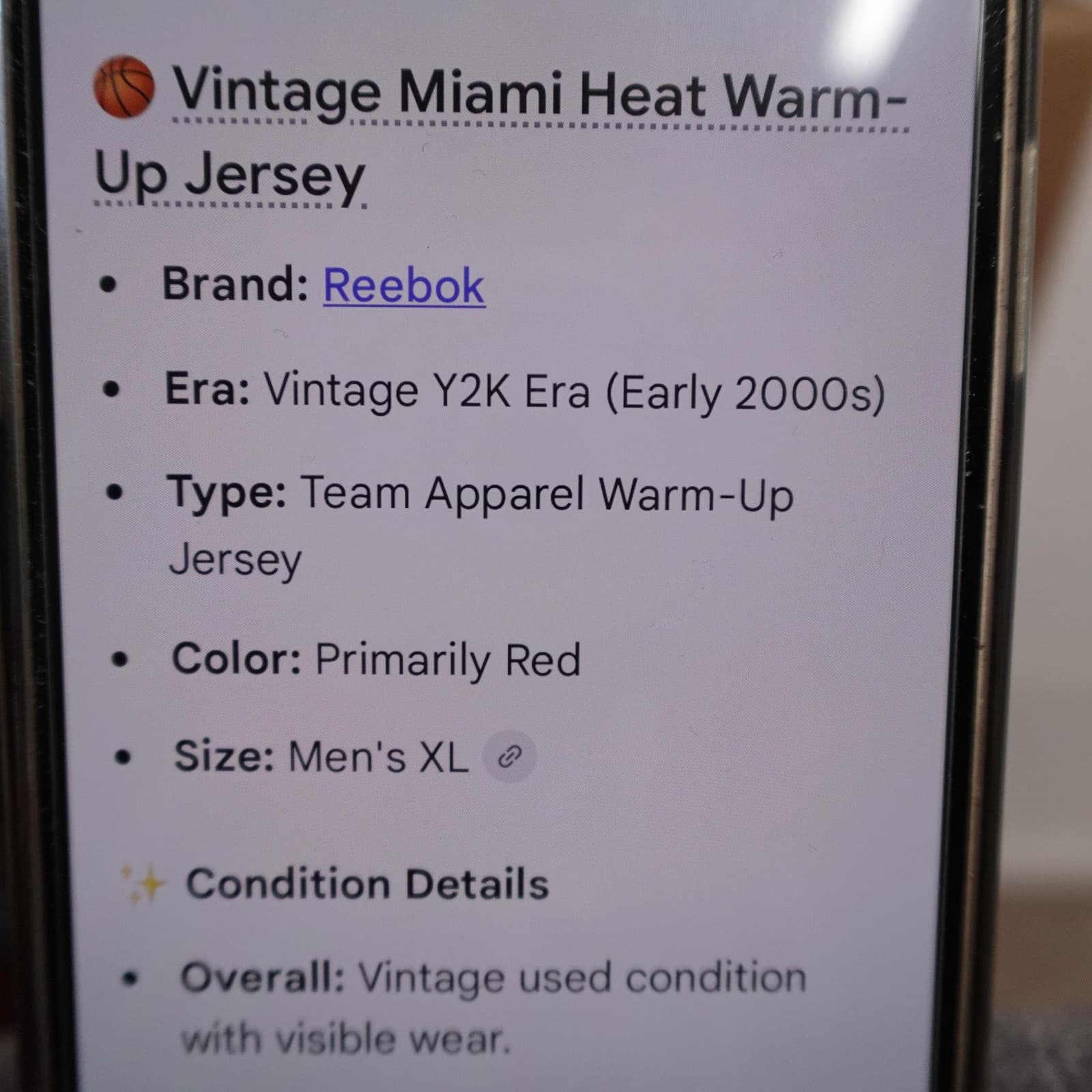 Vintage Miami Heat Jersey Mens XL Red NBA Basketball Reebok Warm Up Pullover - Thumbnail 9