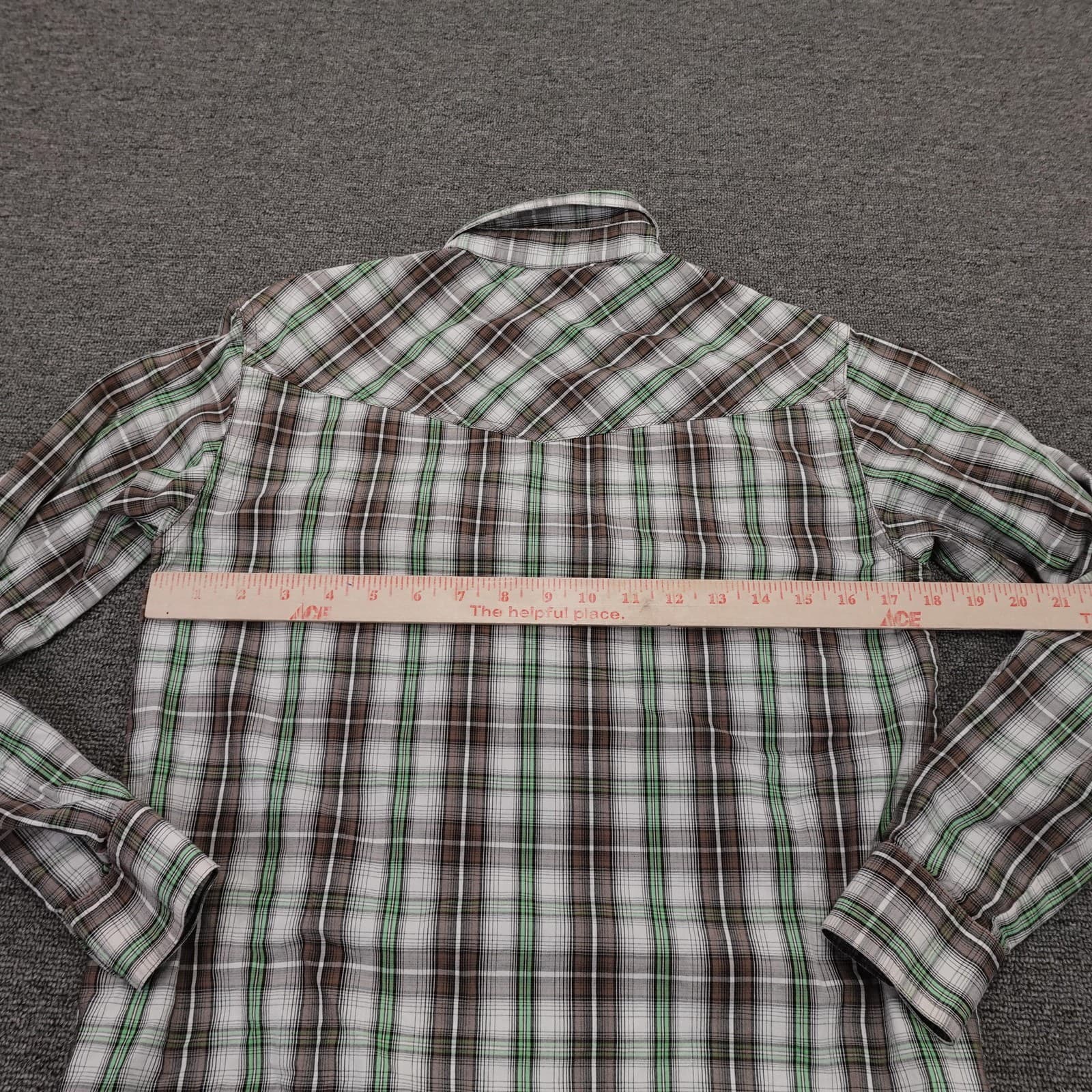 Cinch Shirt Boys Large Green Brown Plaid Long Sleeve Western Snap Cowboy Casual - Thumbnail 4