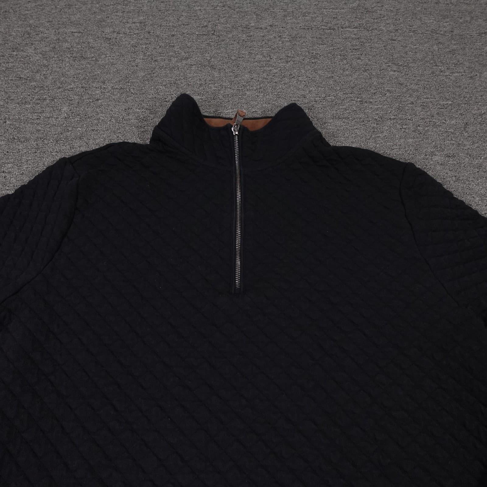 Banana Republic Sweater Mens XL Black Quilted 1/4 Zip Mock Neck Knit Pullover - Thumbnail 2